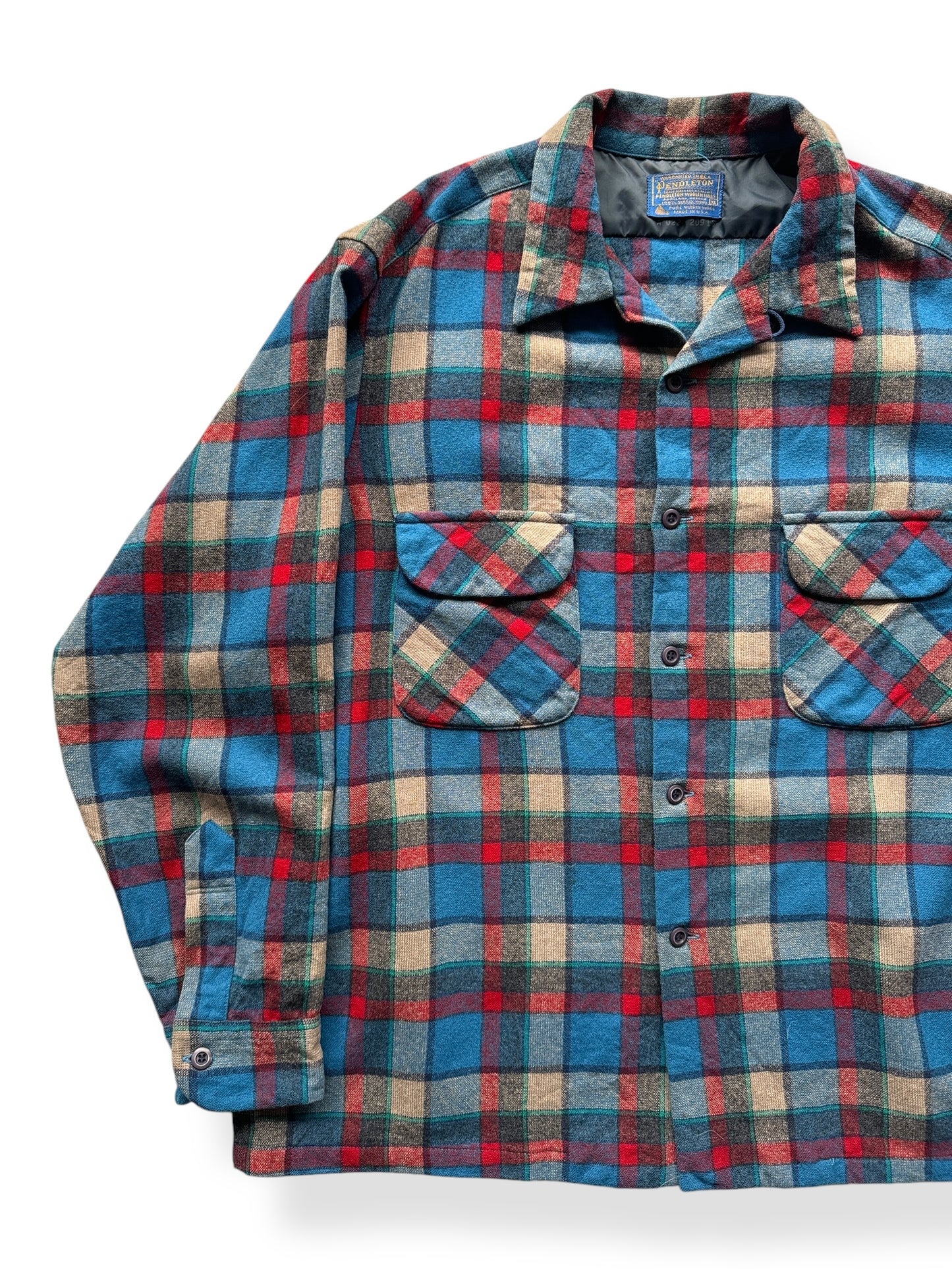 Front Right of Vintage Pendleton Blue and Red Board Shirt SZ XL