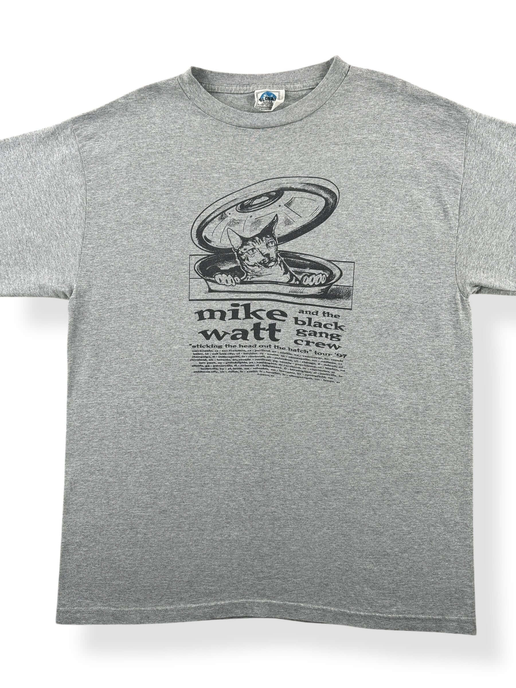 Front Close Up of Vintage 1997 Mike Watt & The Black Gang Crew Tour Tee SZ XL