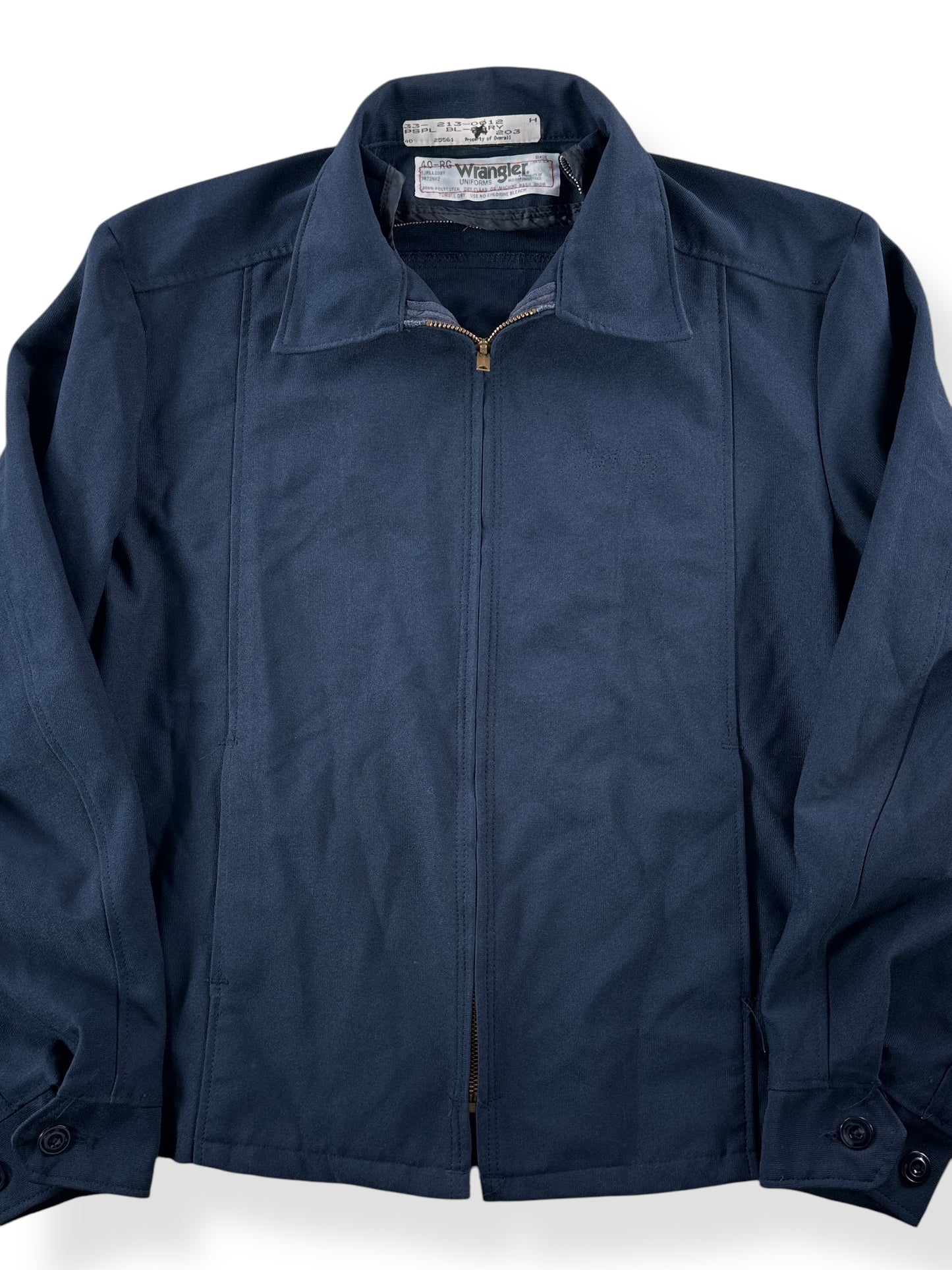 Front Close Up of Vintage Wrangler Gas Station Jacket SZ 40