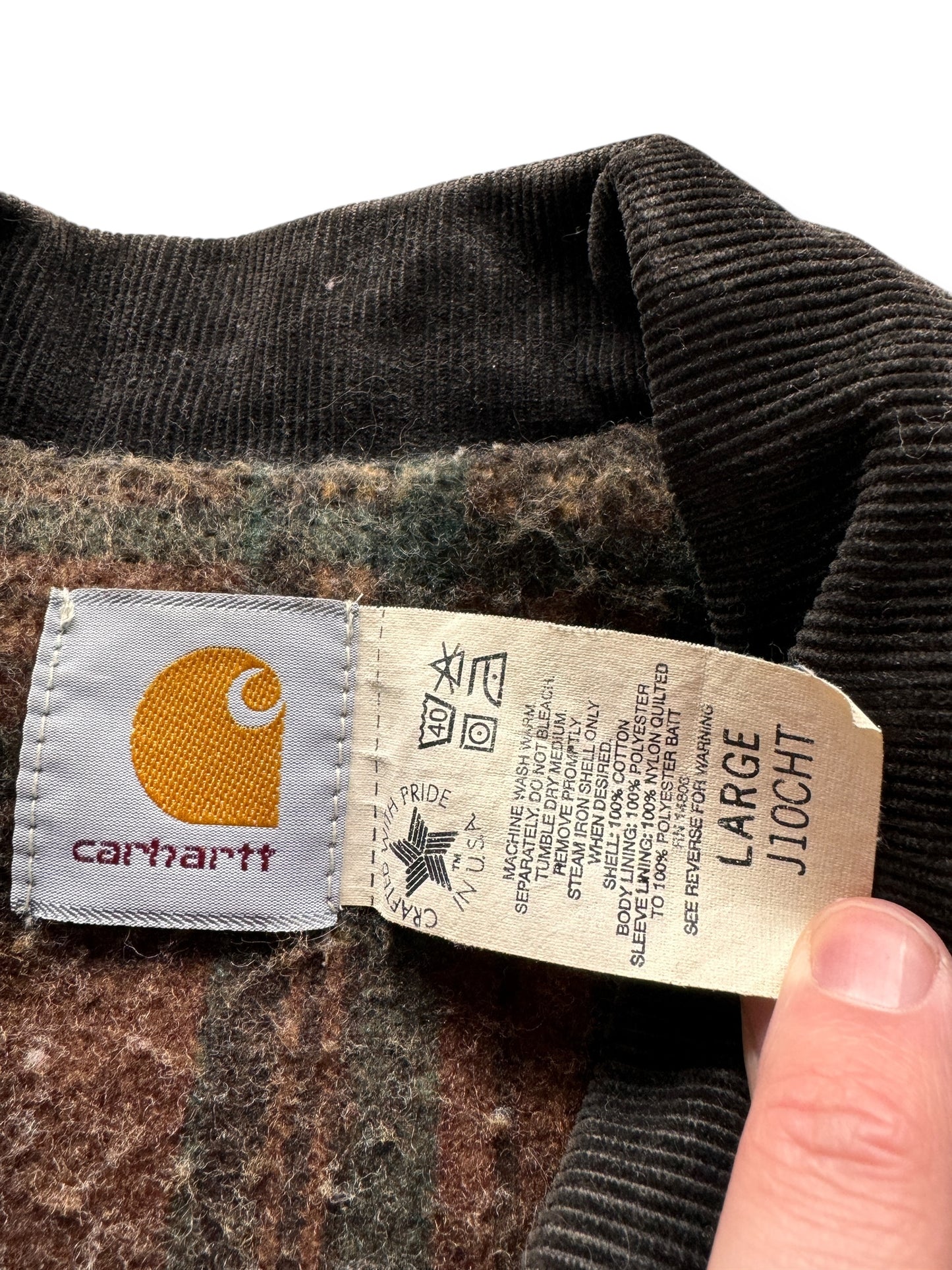 Tag on Vintage Brown Carhartt Blanket Lined Trucker Jacket SZ L
