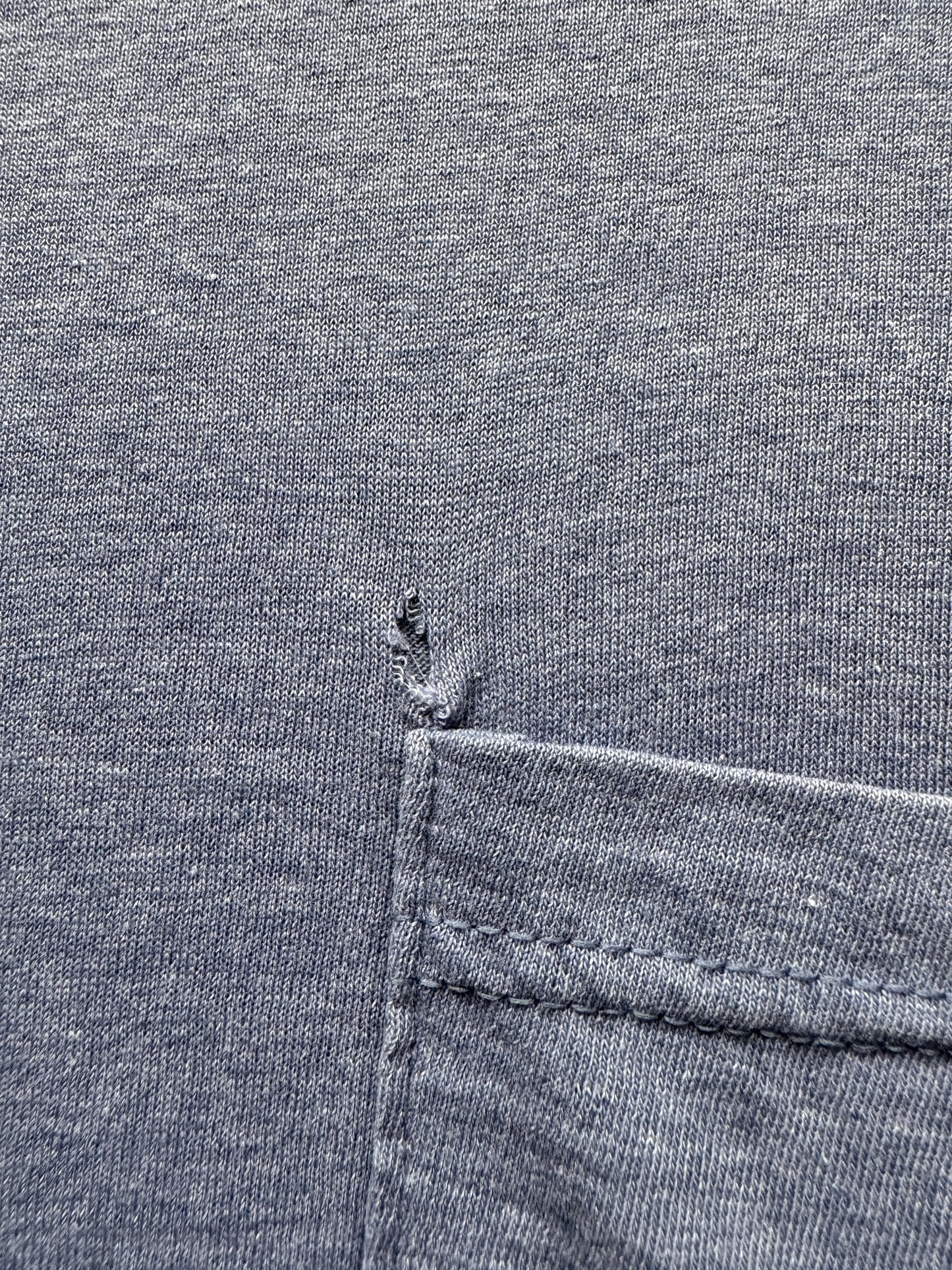 Hole on Vintage Faded Blue Pocket Tee SZ XL