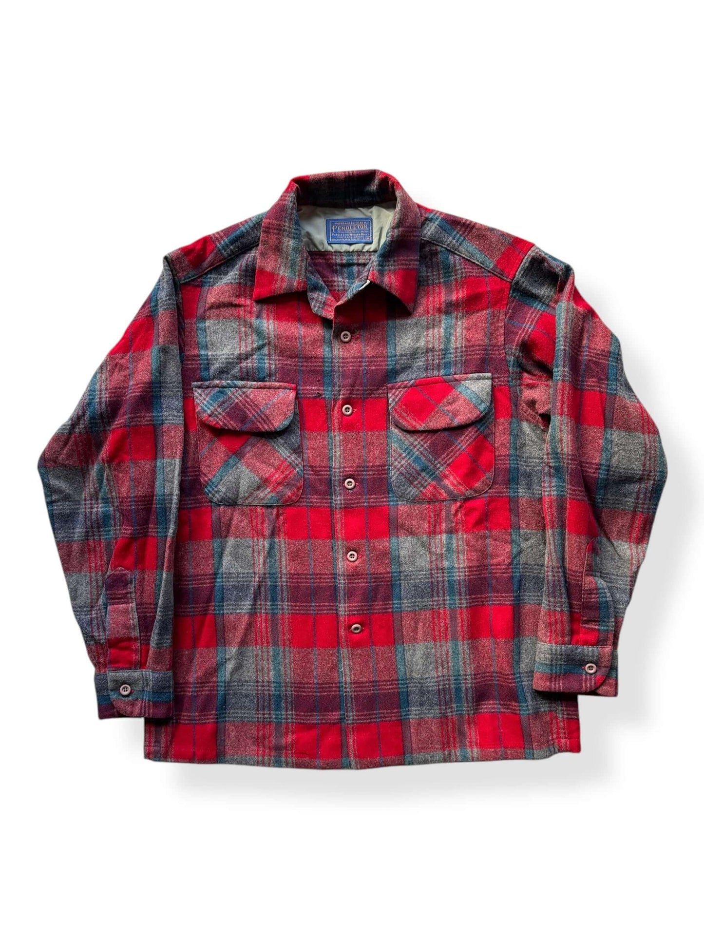 Front of Vintage Pendleton Red and Blue Board Shirt SZ M