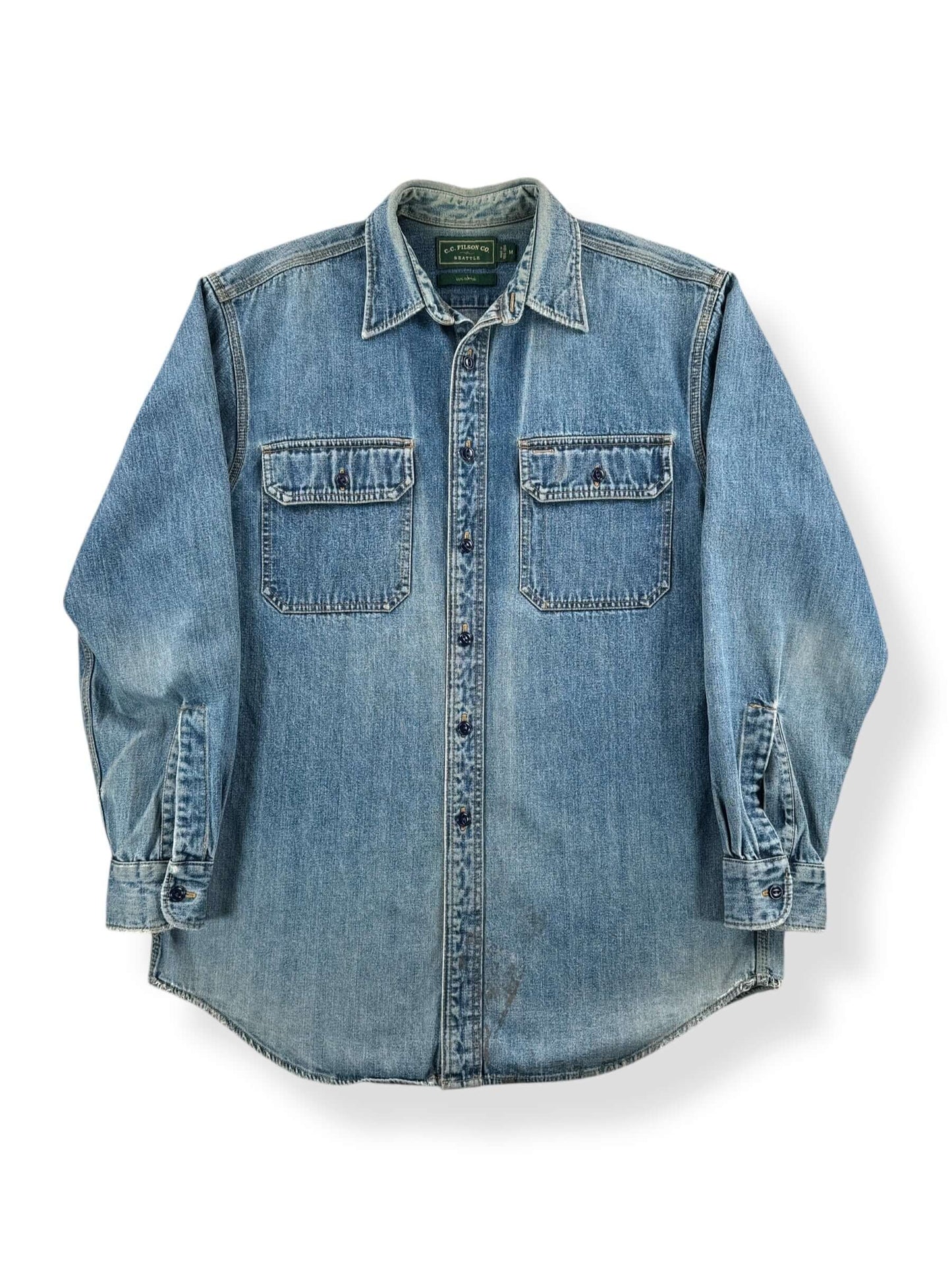Front of Filson Green Label Denim Shirt SZ M