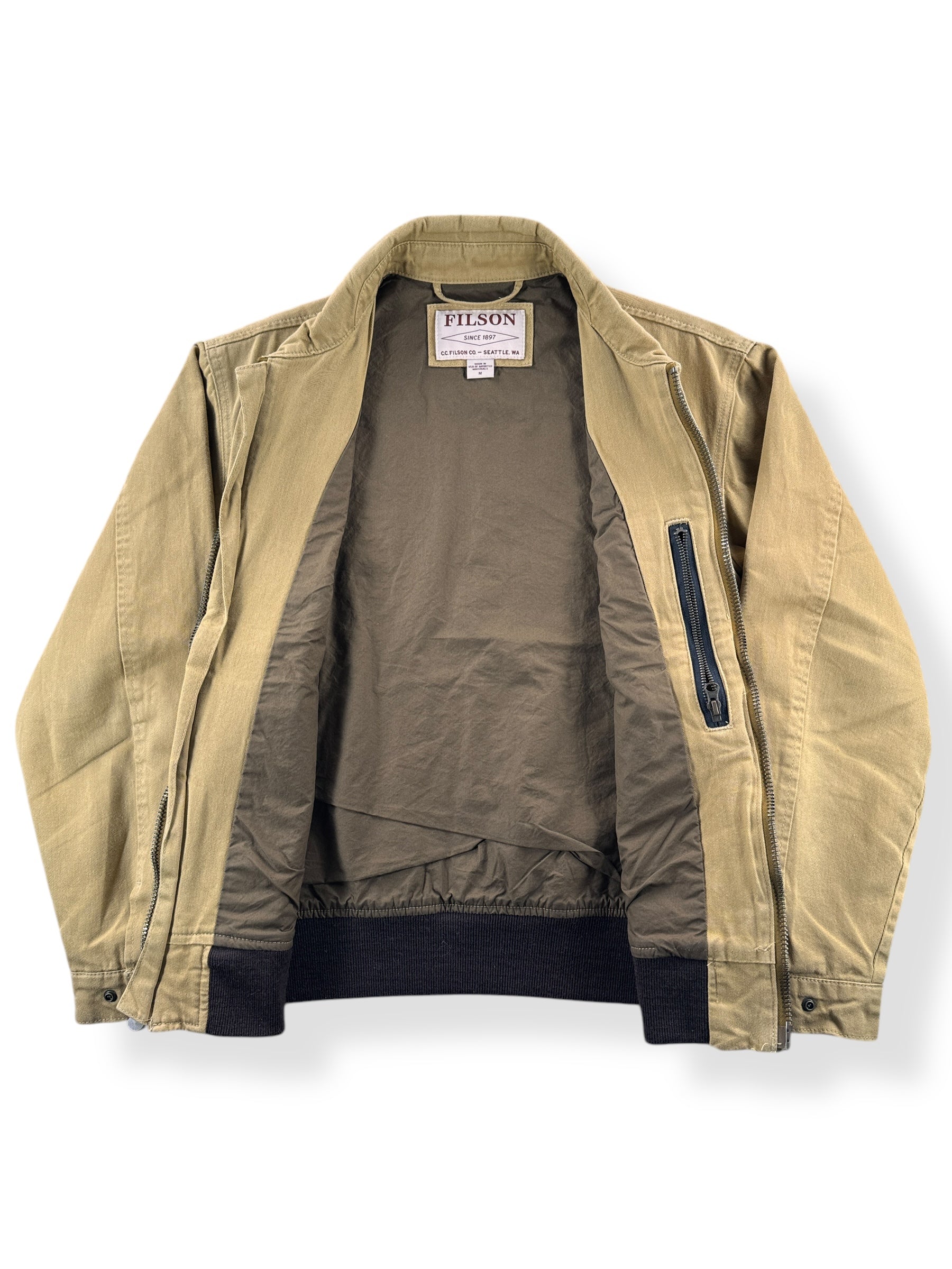 Inside of Modern Filson Dry Wax Work Jacket Sample SZ M