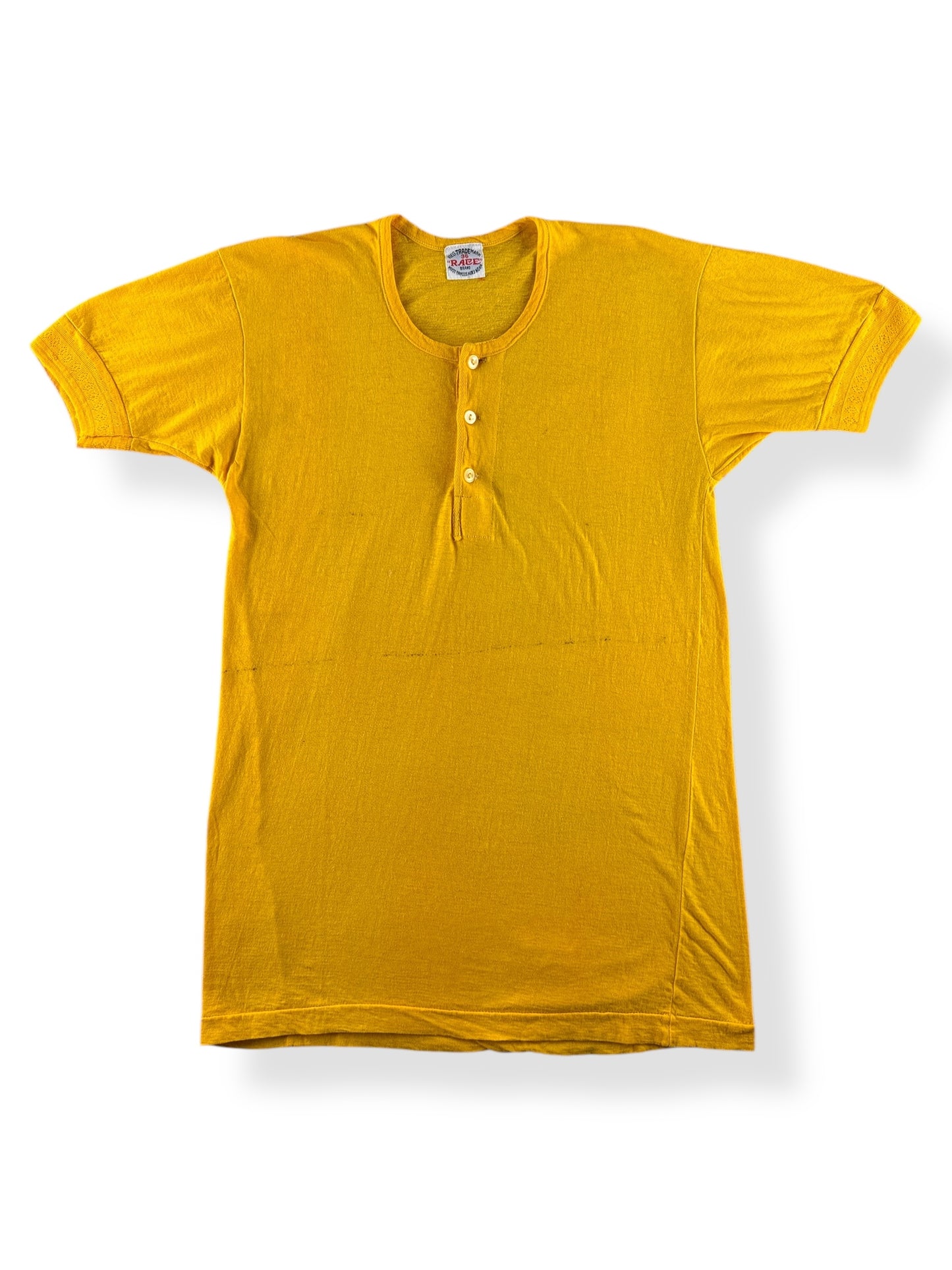 Front of Vintage Men's Yellow Henley SZ XS