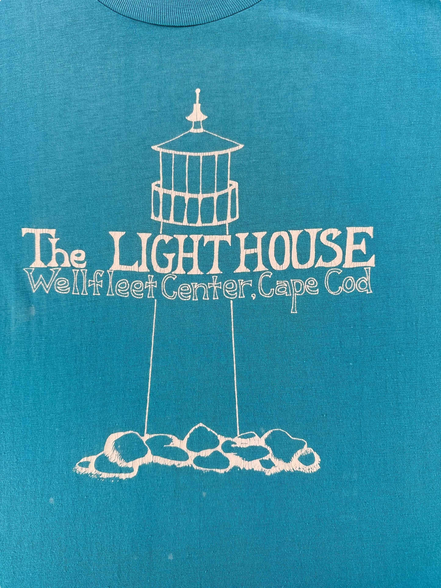 Front Graphic of Vintage Wellfleet Lighthouse Center Tee SZ S