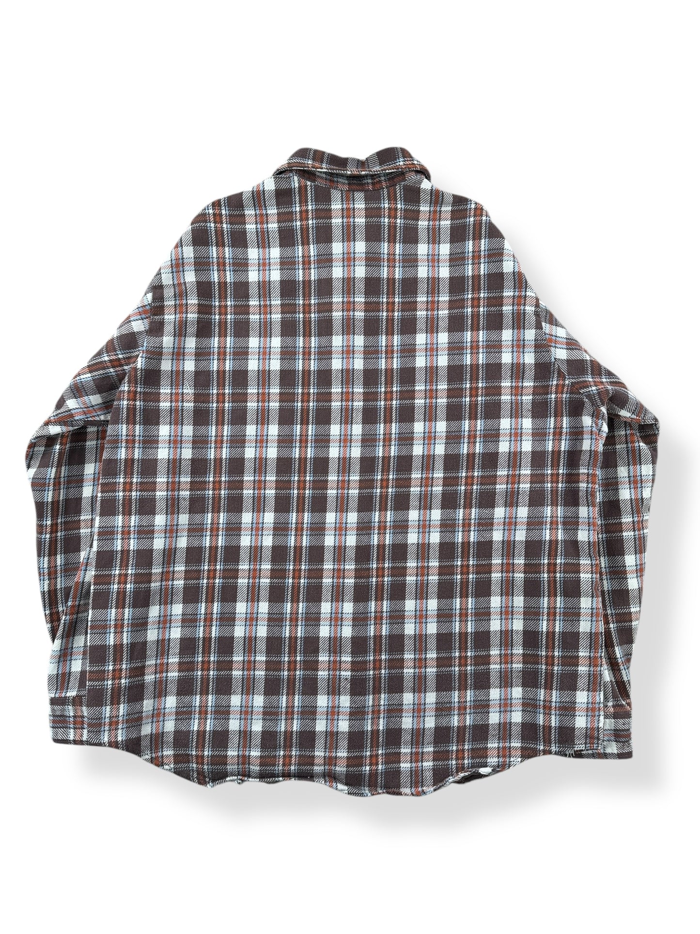 Back of Vintage Brown Orange Plaid Big Mac Cotton Flannel SZ XL Tall