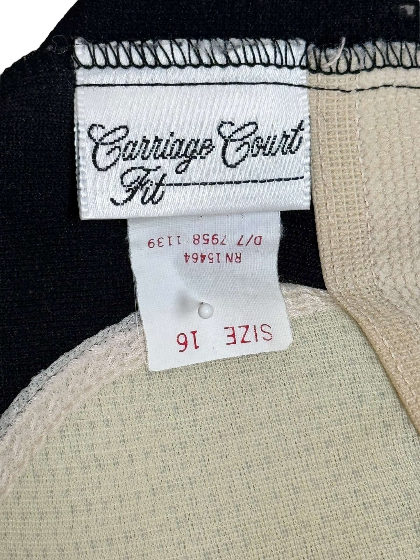 Tag of 1970s Black and White Carriage Court Piece Bathing Suit L