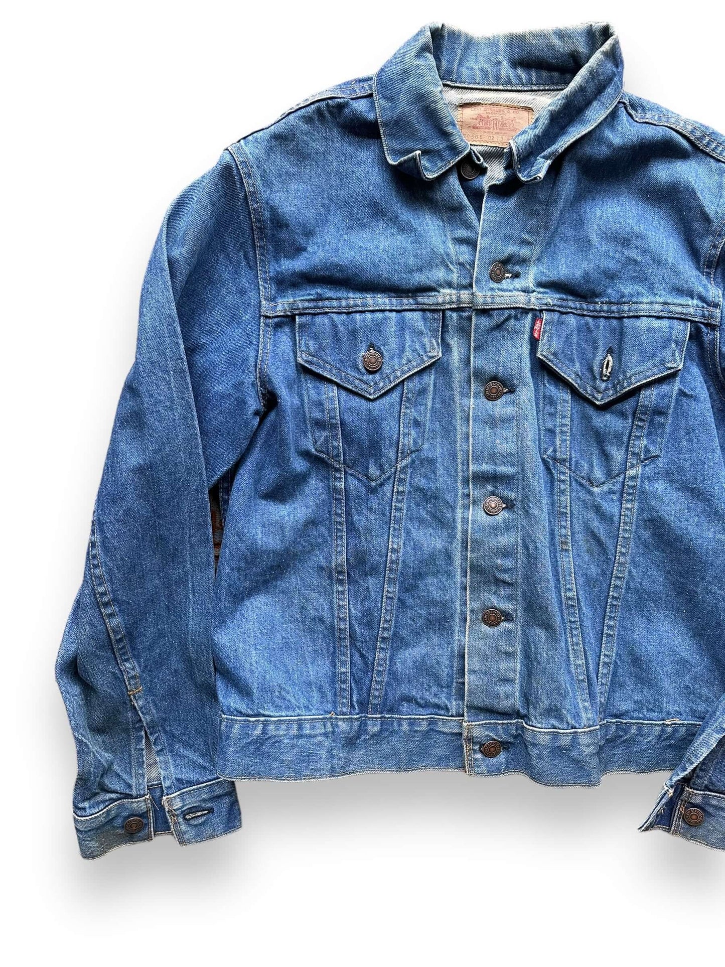 Front Right View of Vintage 2-Pocket Levi's Type III Denim Jacket SZ 42 | Vintage Denim Workwear Seattle | Seattle Vintage Denim
