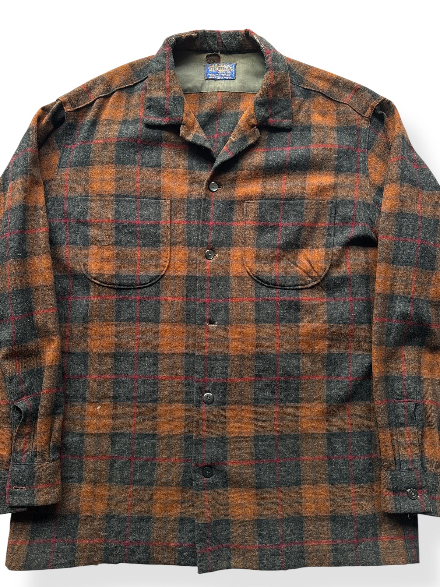 Front Close Up of Handmade Pendleton Woolens Shirt Jac SZ XXL AS ISv
