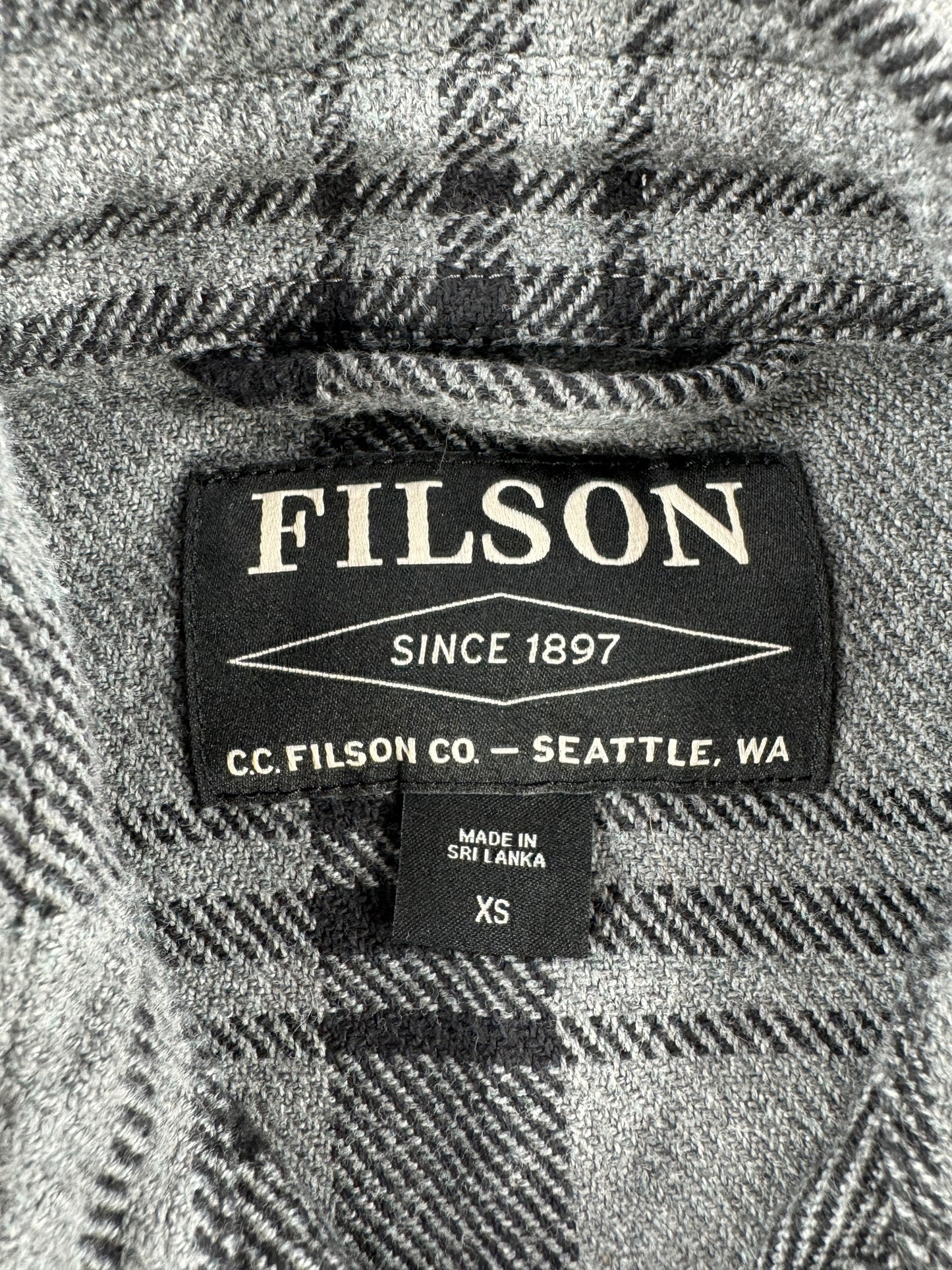 Tag on Filson Deer Island Jac Shirt Production Sample SZ XS