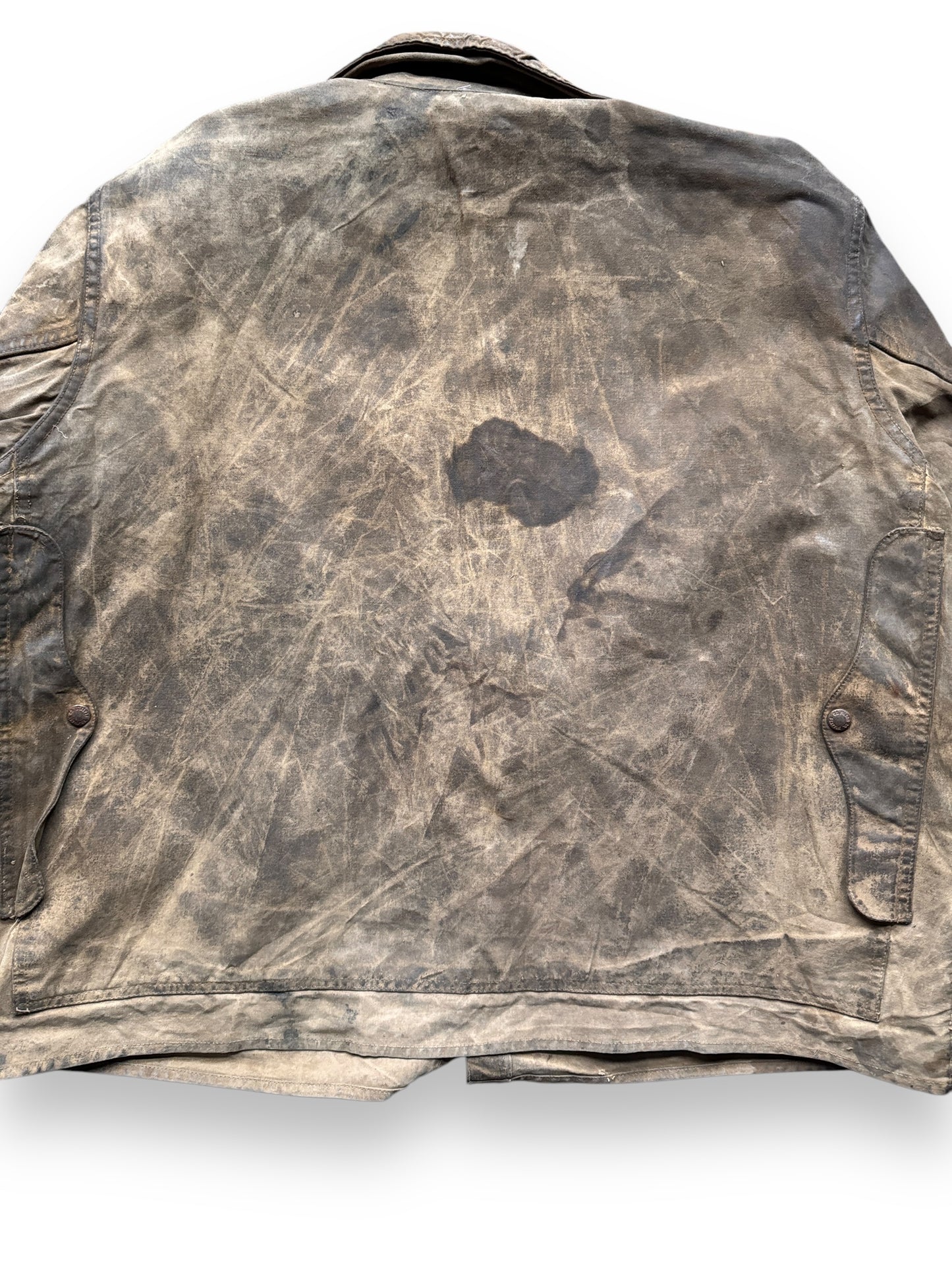 Rear Detail on Distressed Vintage Union Made Filson Tin Cruiser SZ XL