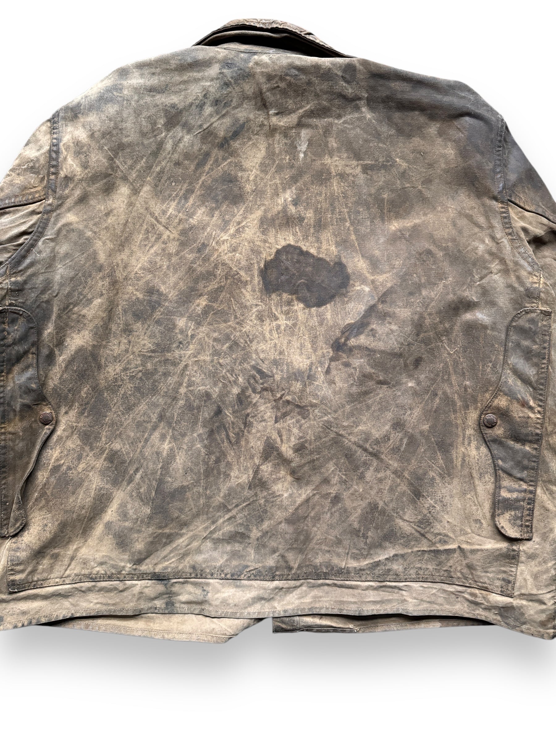 Rear Detail on Distressed Vintage Union Made Filson Tin Cruiser SZ XL