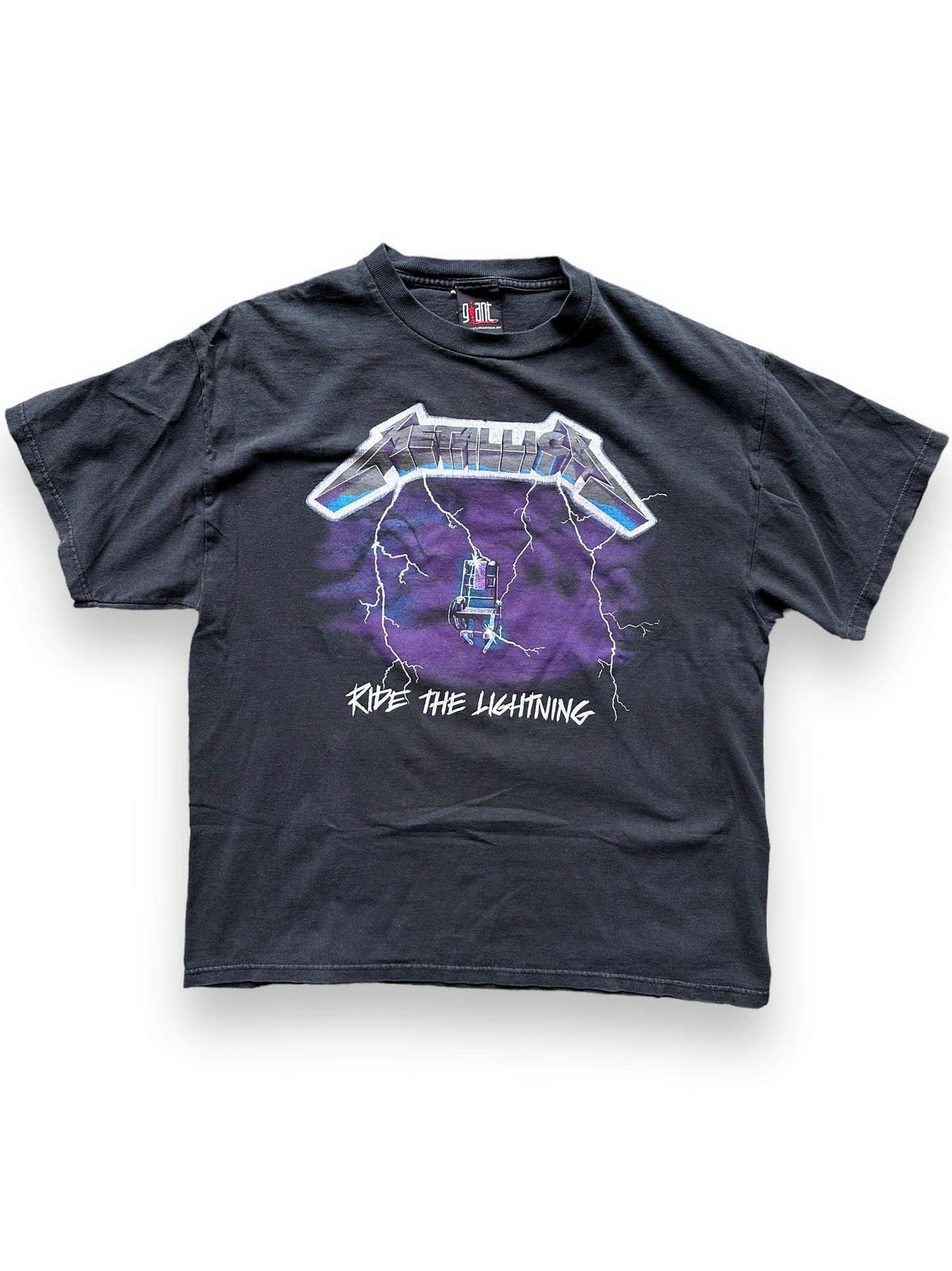 Front View of Vintage Metallica Ride The Lightning Shirt Size M | Vintage Metal Rock Tee | Barn Owl Vintage Seattle