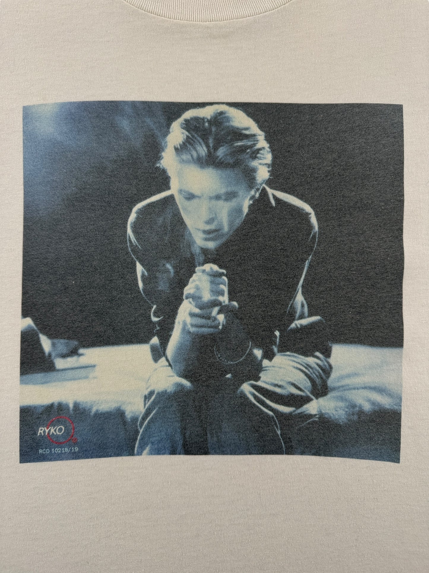 Graphic of Vintage 1993 David Bowie The Singles Rykodisc Oneita Tee SZ L