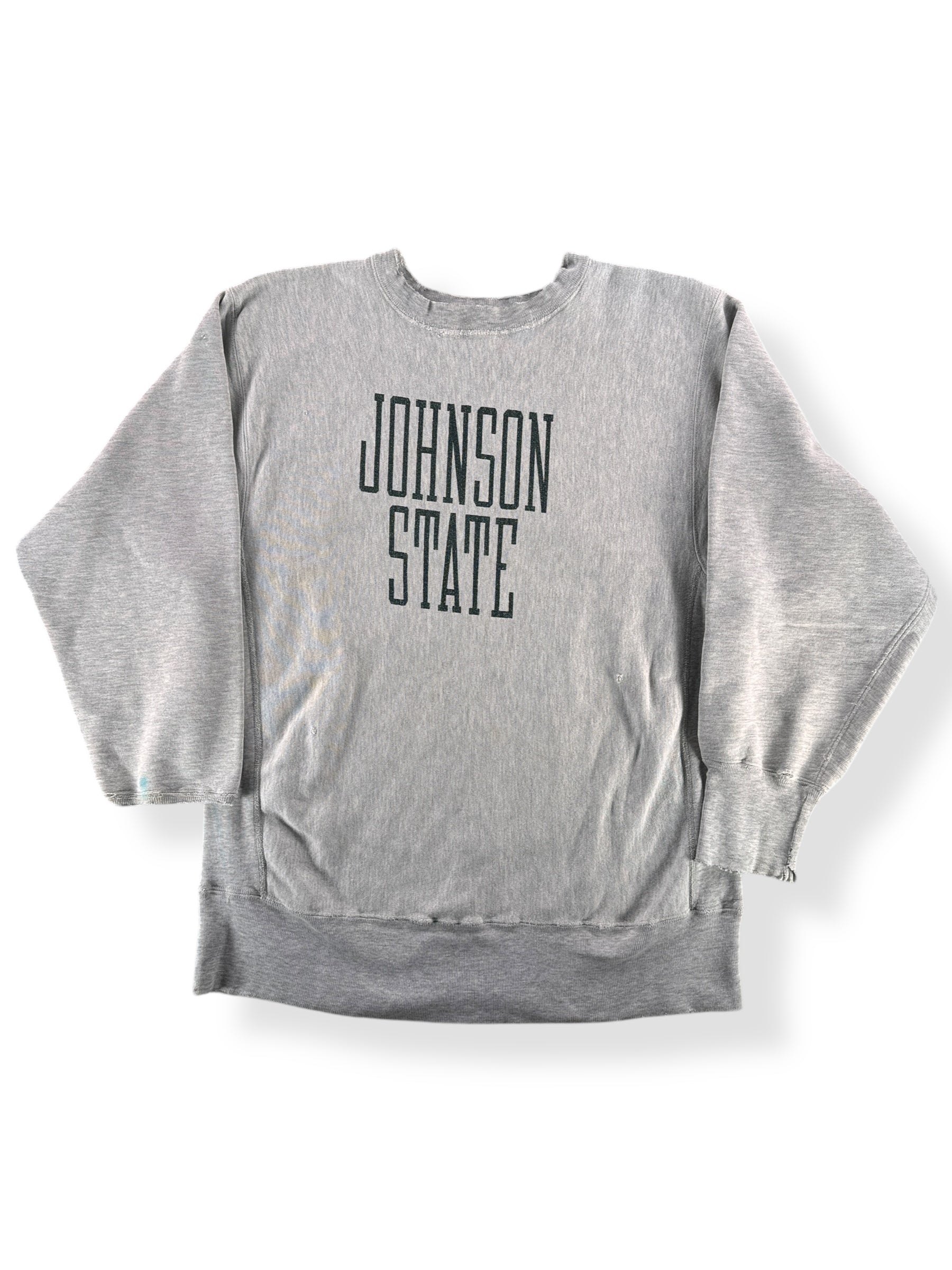 Front of Vintage Johnson State Reverse Weave SZ L