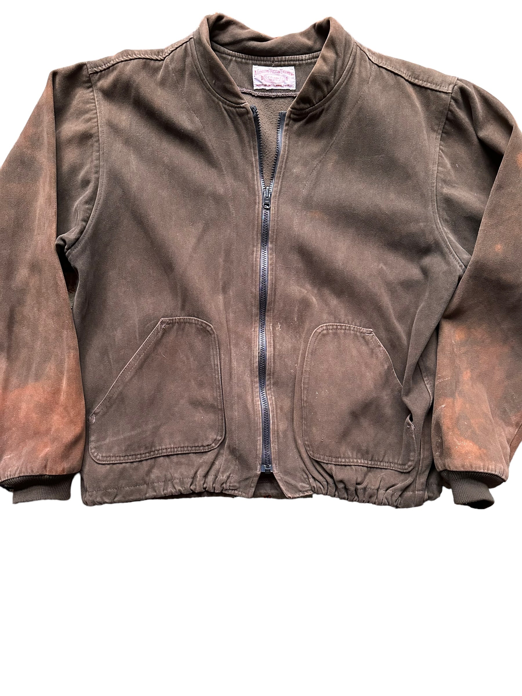 Front Detail on Filson Moleskin Brown Liner SZ XL |  Filson Bargain Outlet Seattle | Barn Owl Vintage