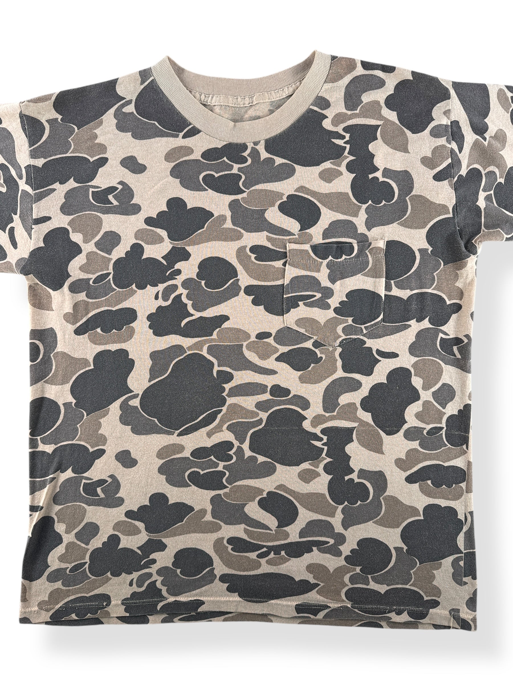 Front Close Up of Vintage Camo Pocket Tee SZ L