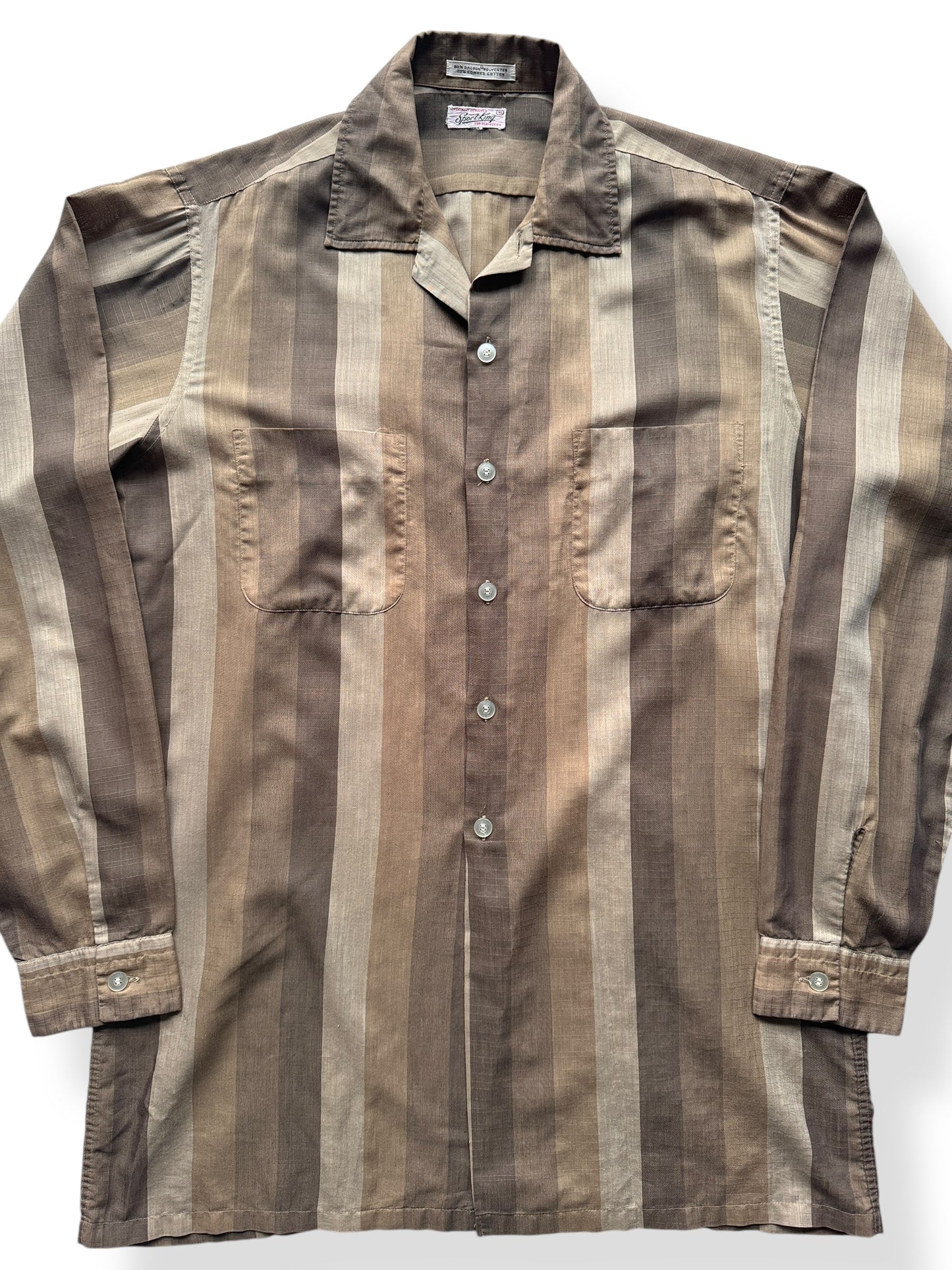 Front Close Up of Vintage Striped Sportking Shirt SZ M