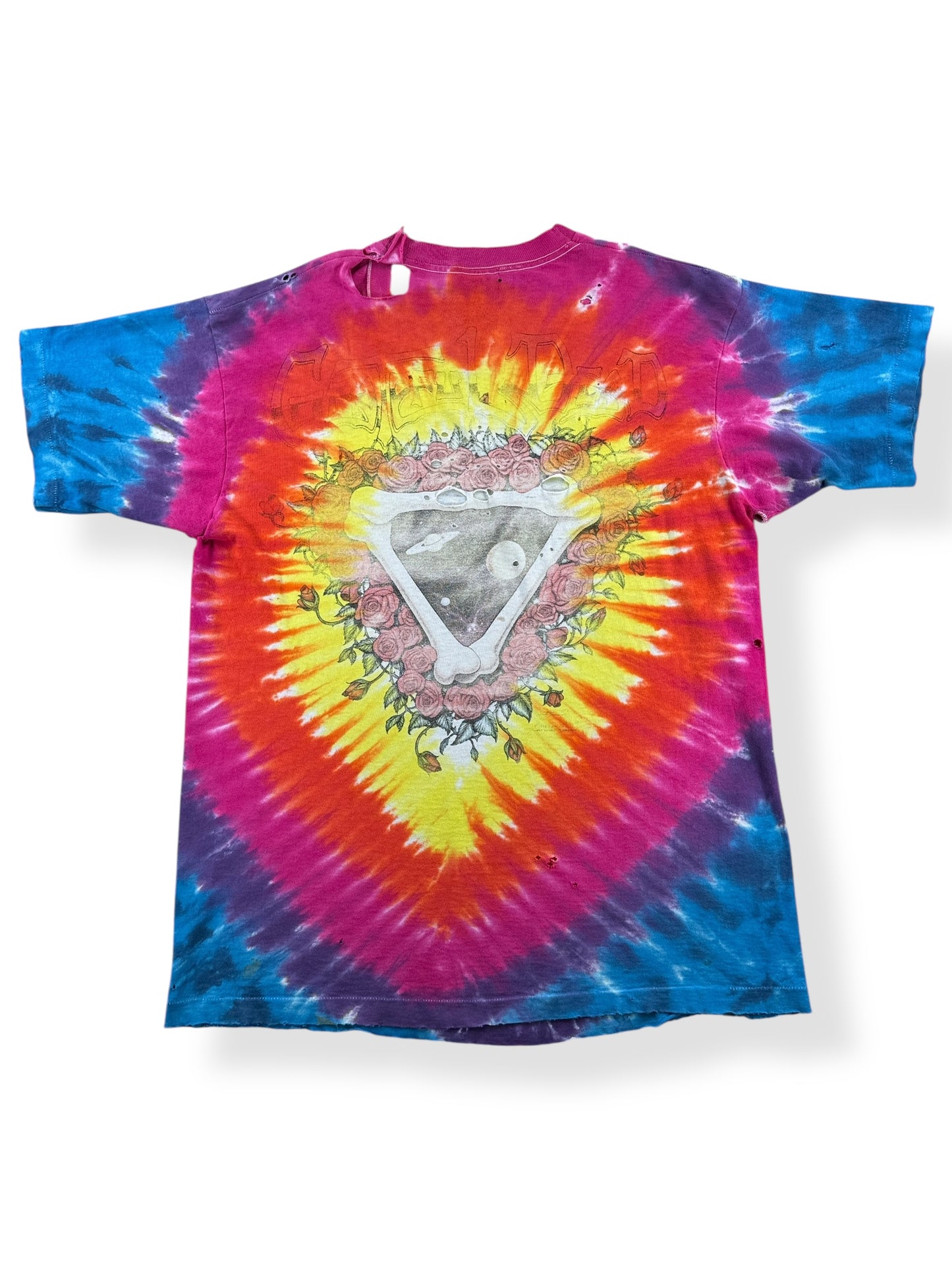 Vintage Grateful Dead Steal Your Face Liquid Blue Tie Dye Tee SZ XL AS IS