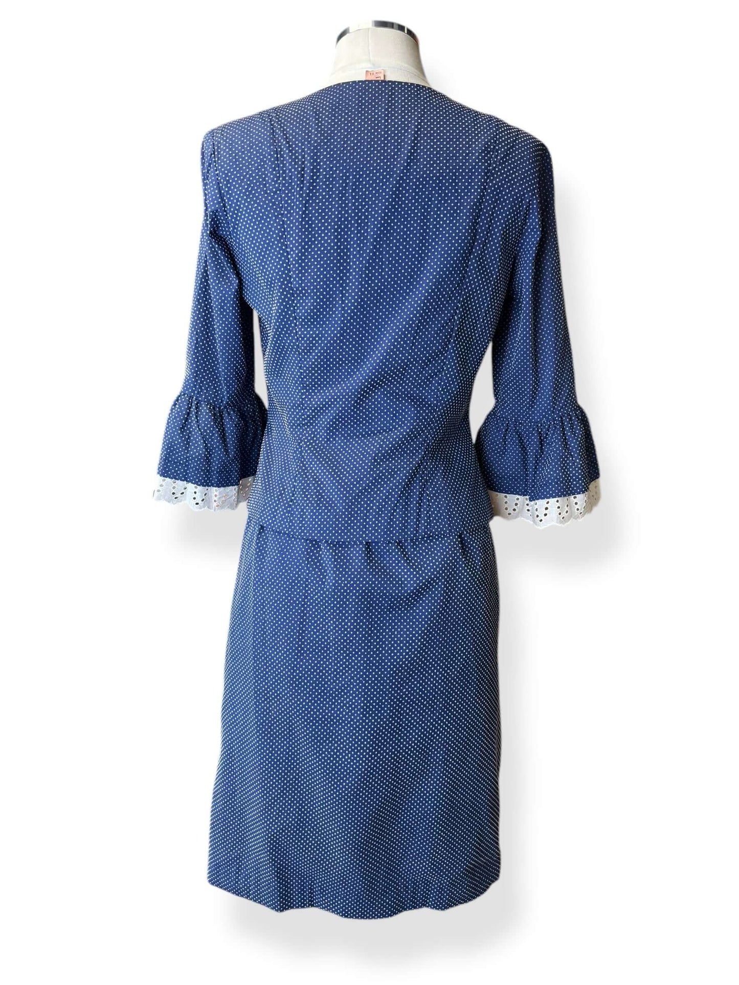 Back of 1950s Navy Blue Swiss Dot Set S