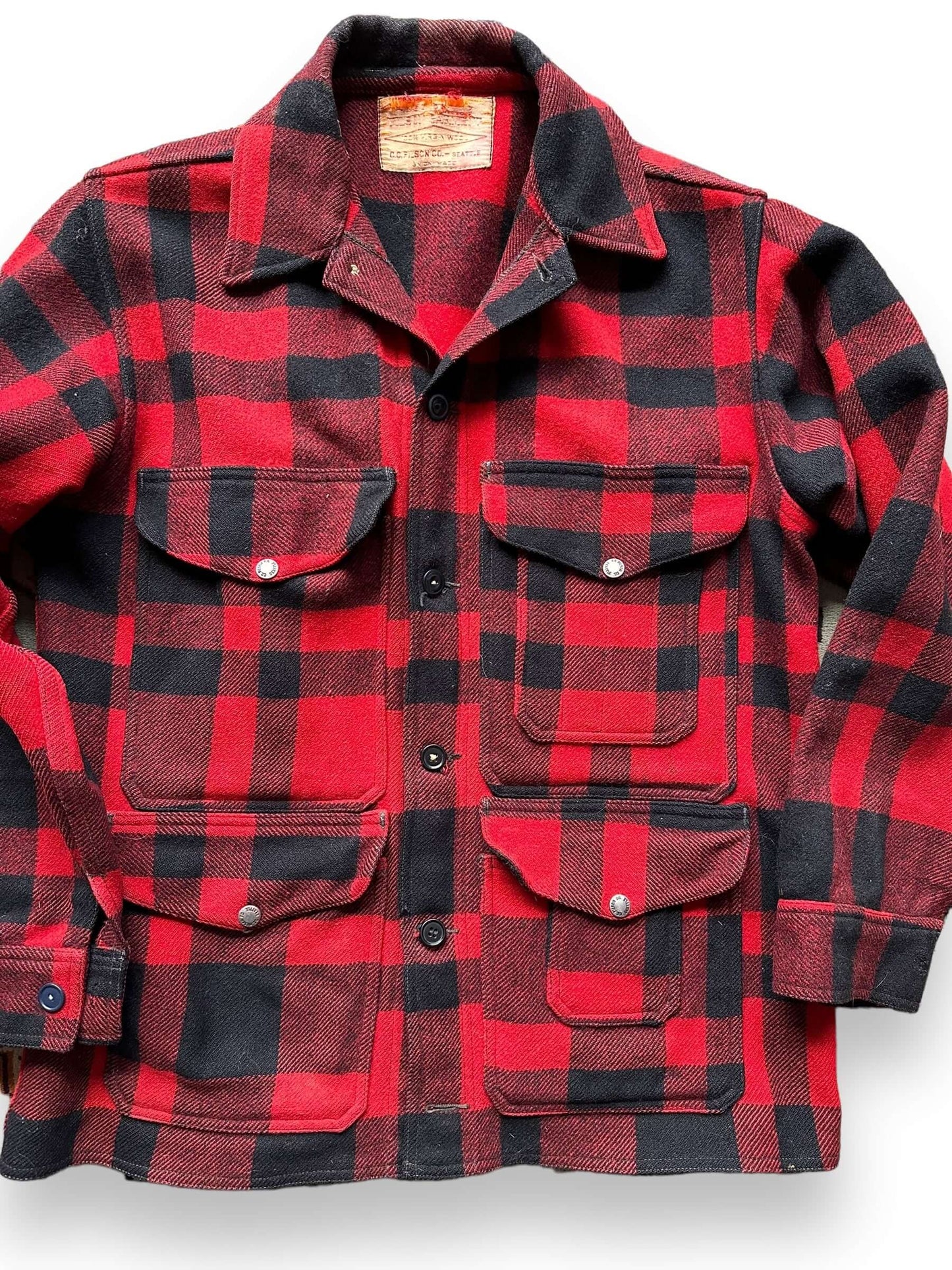 Front Detail of Vintage Filson Union Made Mackinaw Cruiser SZ 42 | Vintage Filson Workwear