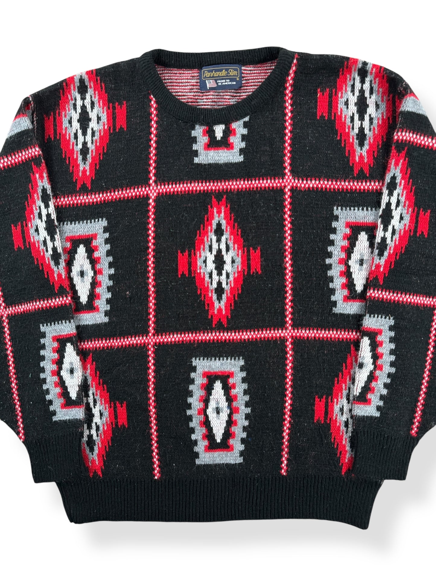 Front Close Up of Vintage Panhandle Slim Acrylic Sweater SZ M