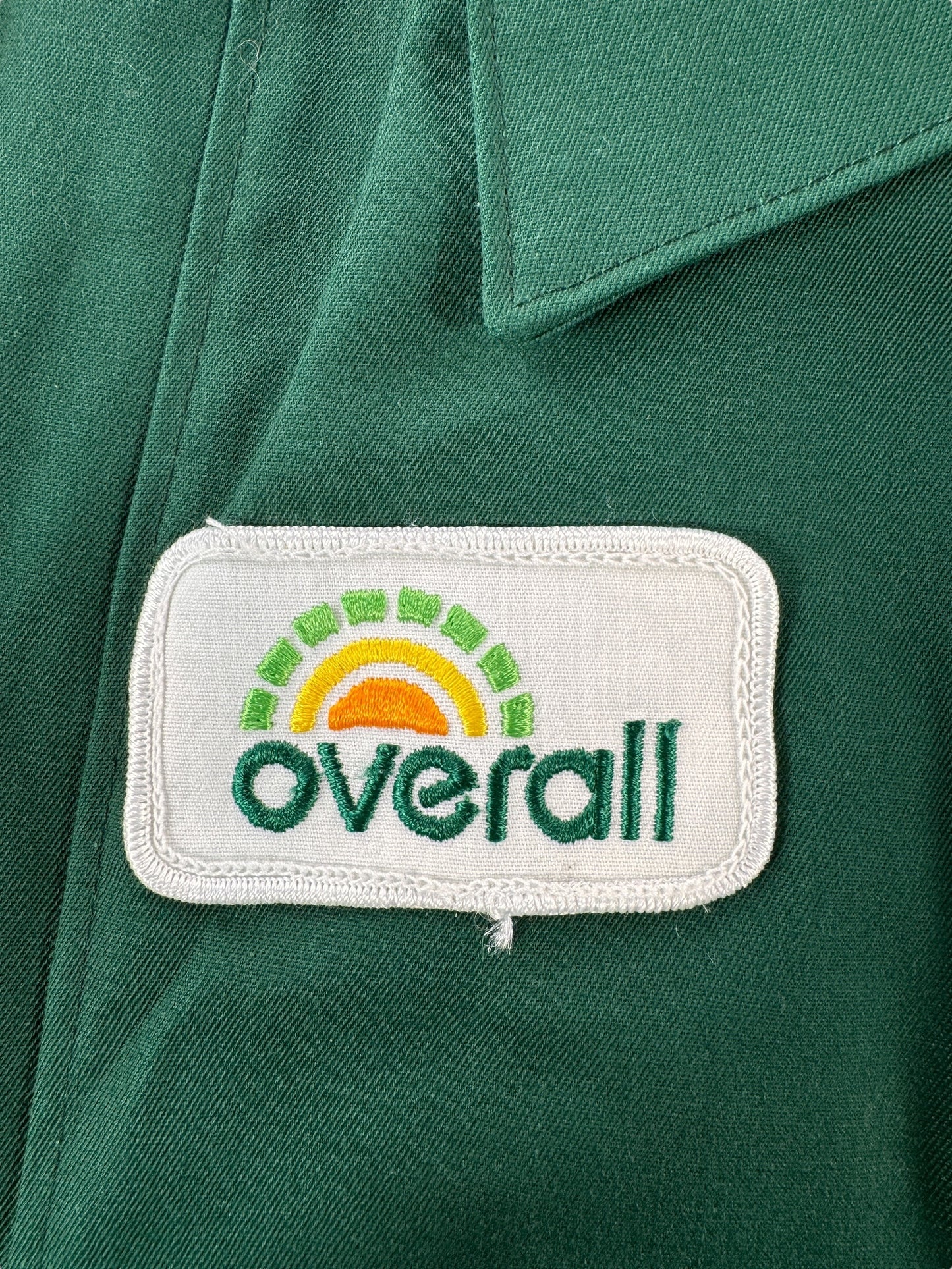 Patch on Vintage Green Overall Gas Station Jacket SZ XL