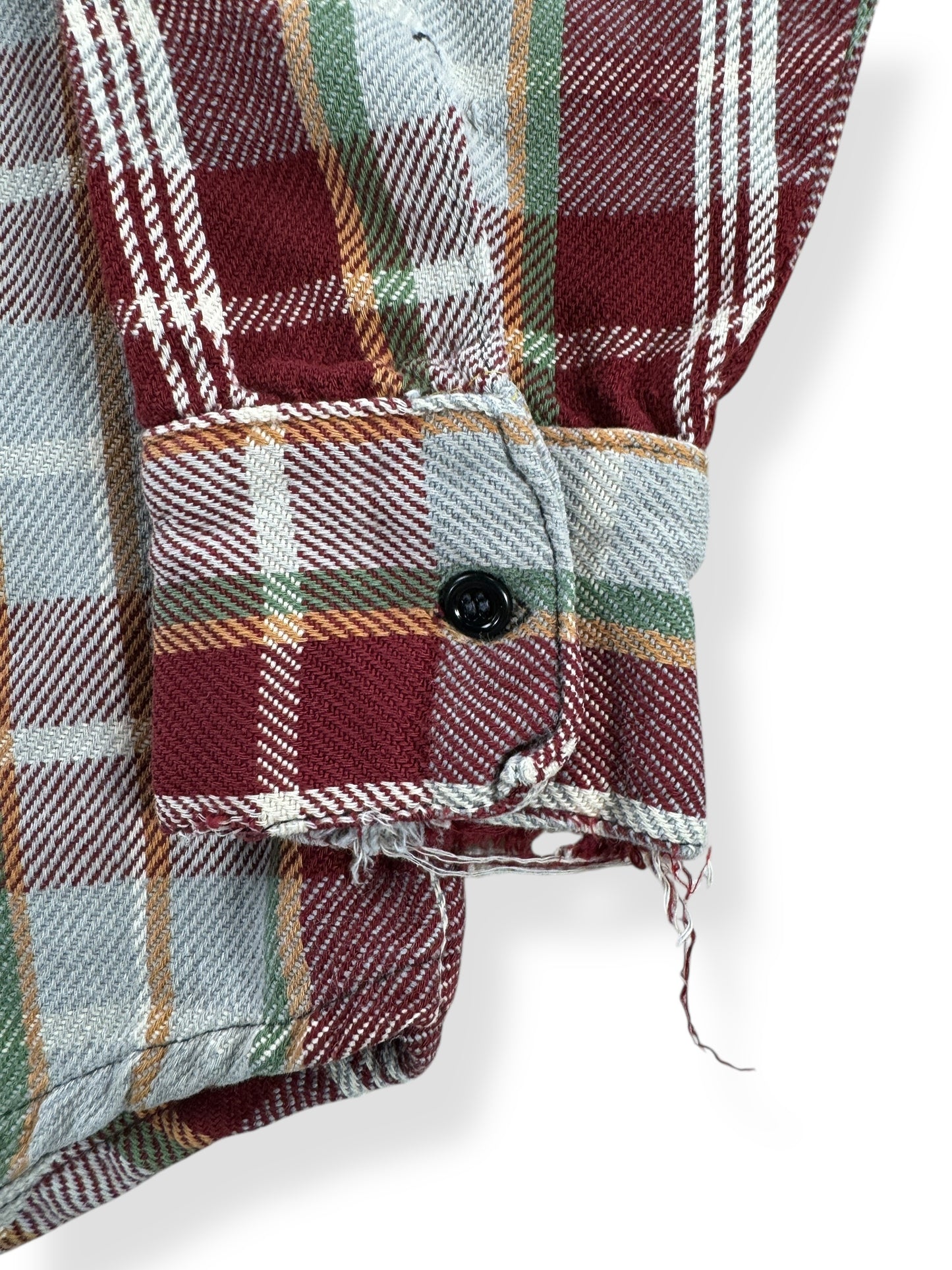 Distressed Collar on Vintage Thrasher Cotton Flannel SZ L