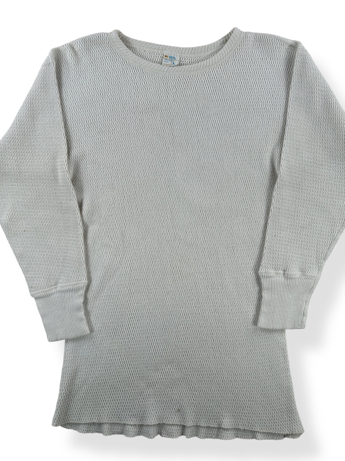 Front Close Up of Vintage 100% Cotton Waffle Thermal SZ S