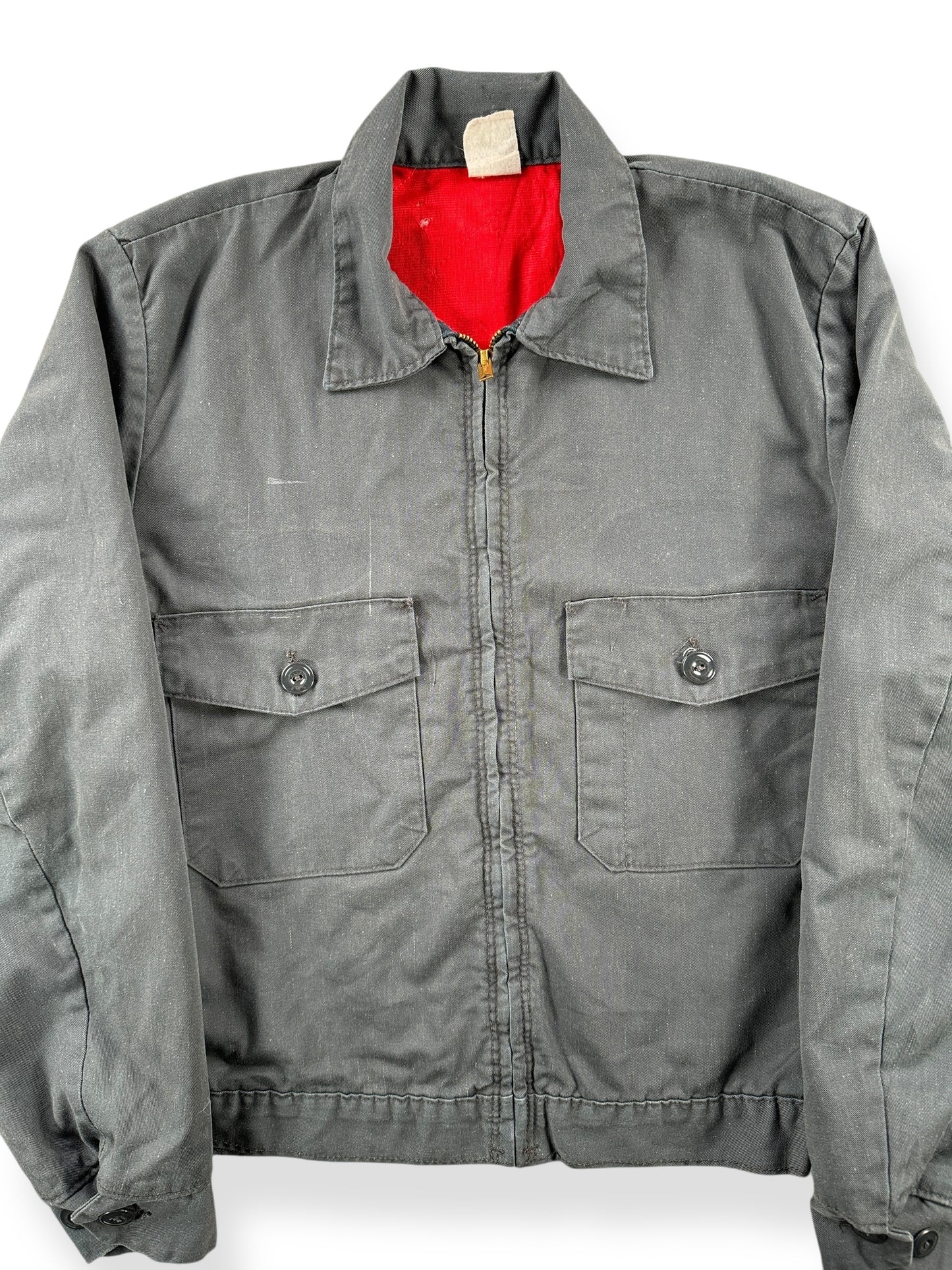 Front Close Up of Vintage Red Kap Quilted Shop Jacket SZ S
