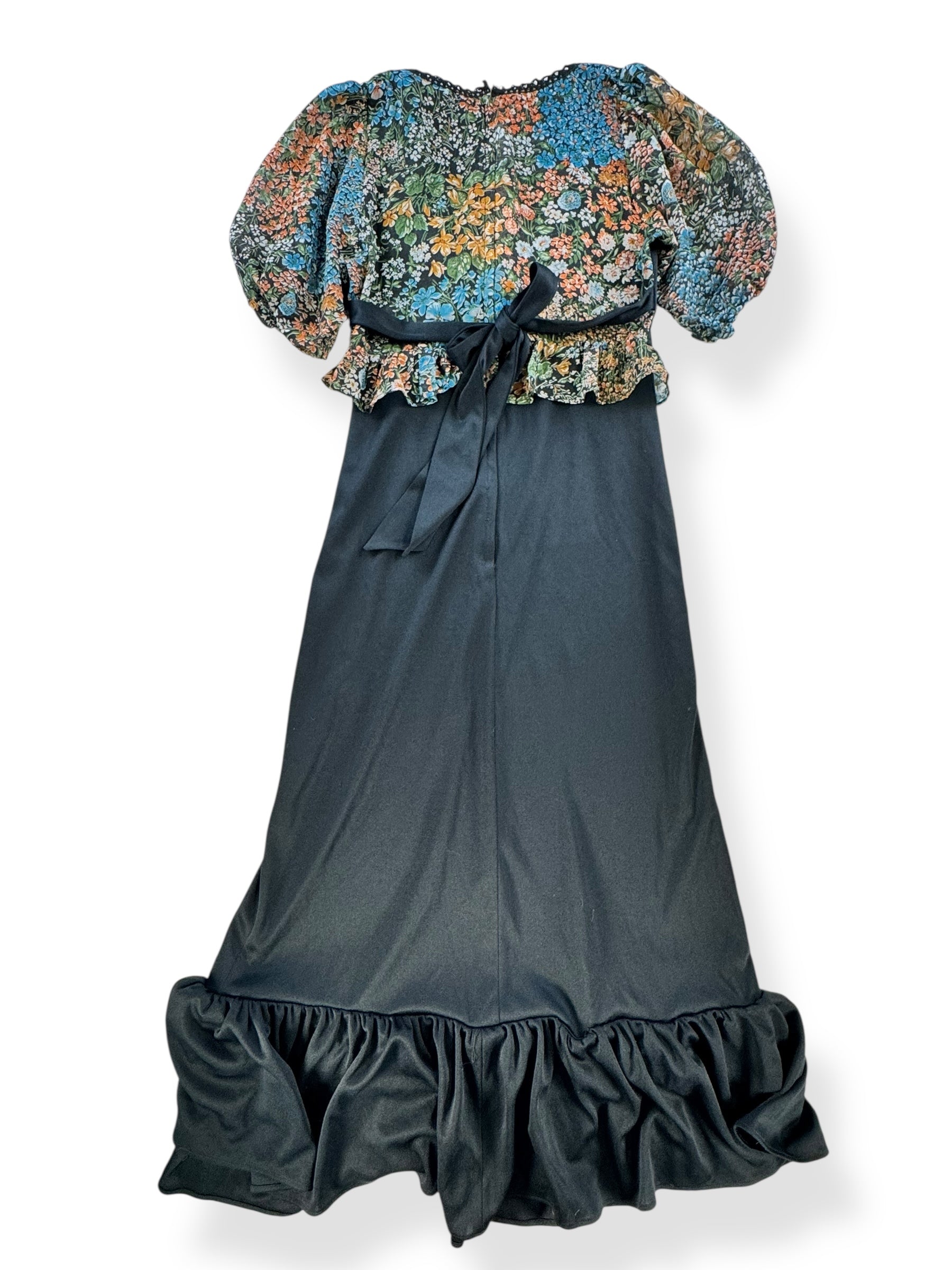 Back of 1970s Prairie Goth Dress S-M
