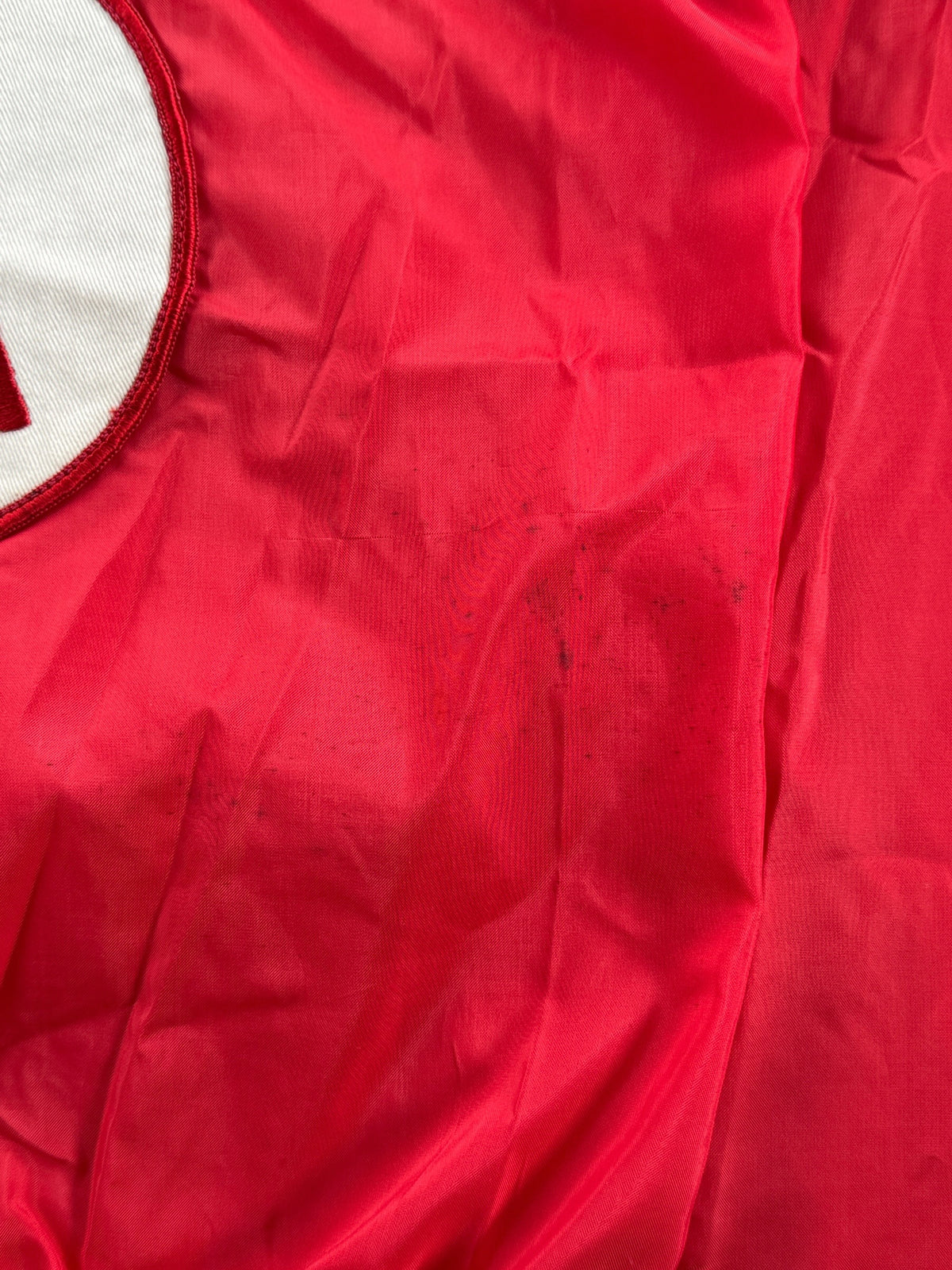 Staining on back of Vintage 60s/70s Racing Patch Windbreaker Jacket SZ S