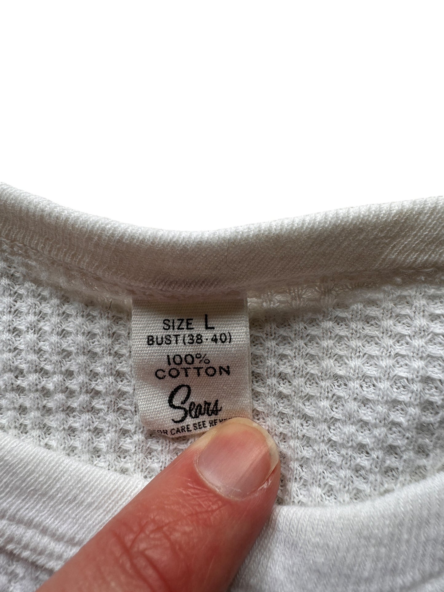 Tag on Vintage Sears 100% Cotton Thermal Top SZ L