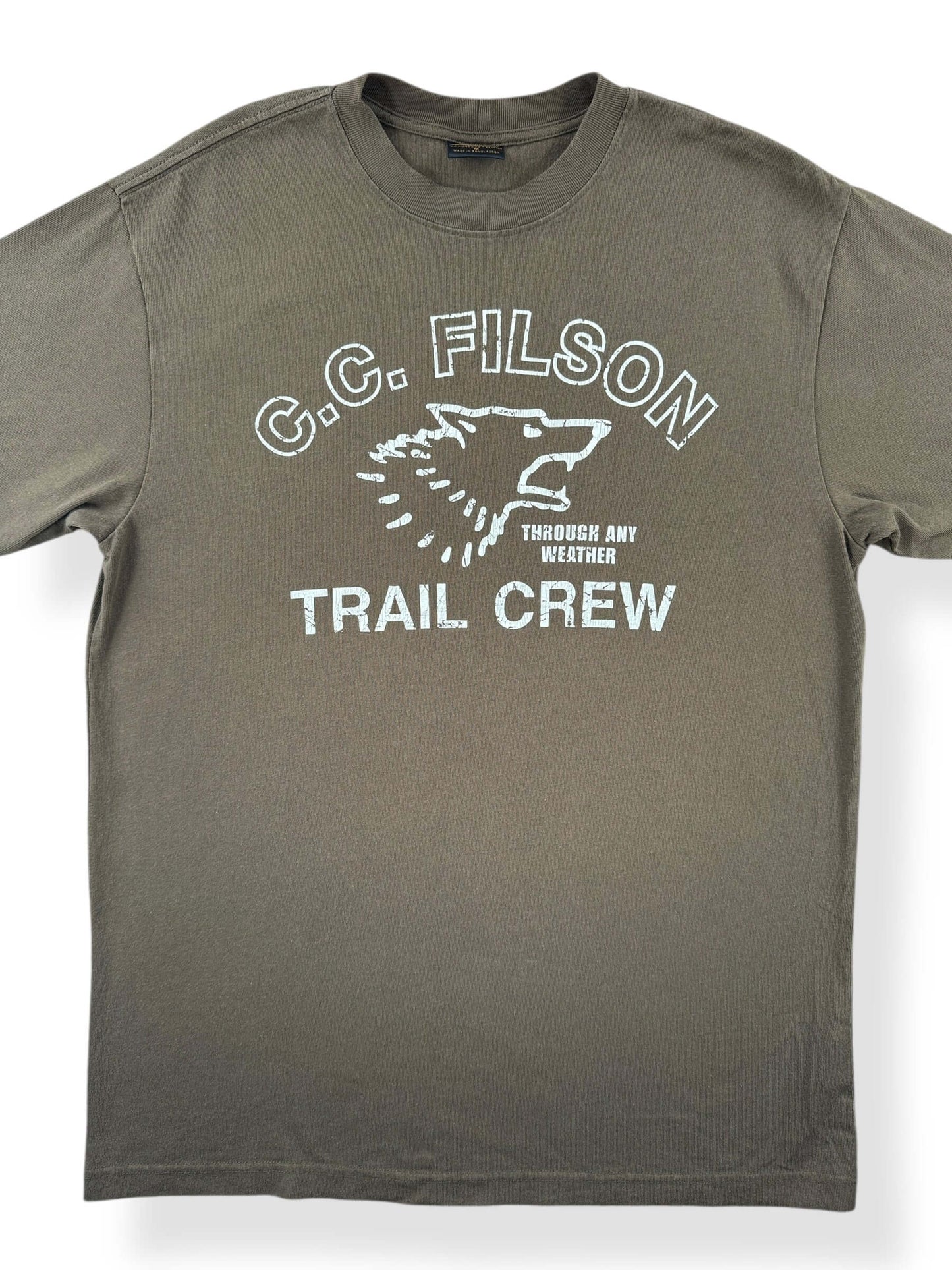 Front Close Up of Filson Frontier Trail Crew Graphic Tee SZ M