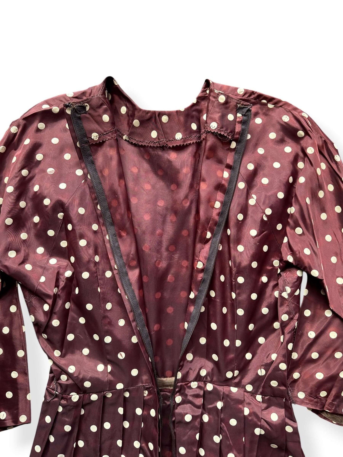Inside zip of Vintage Polka Dot Dress