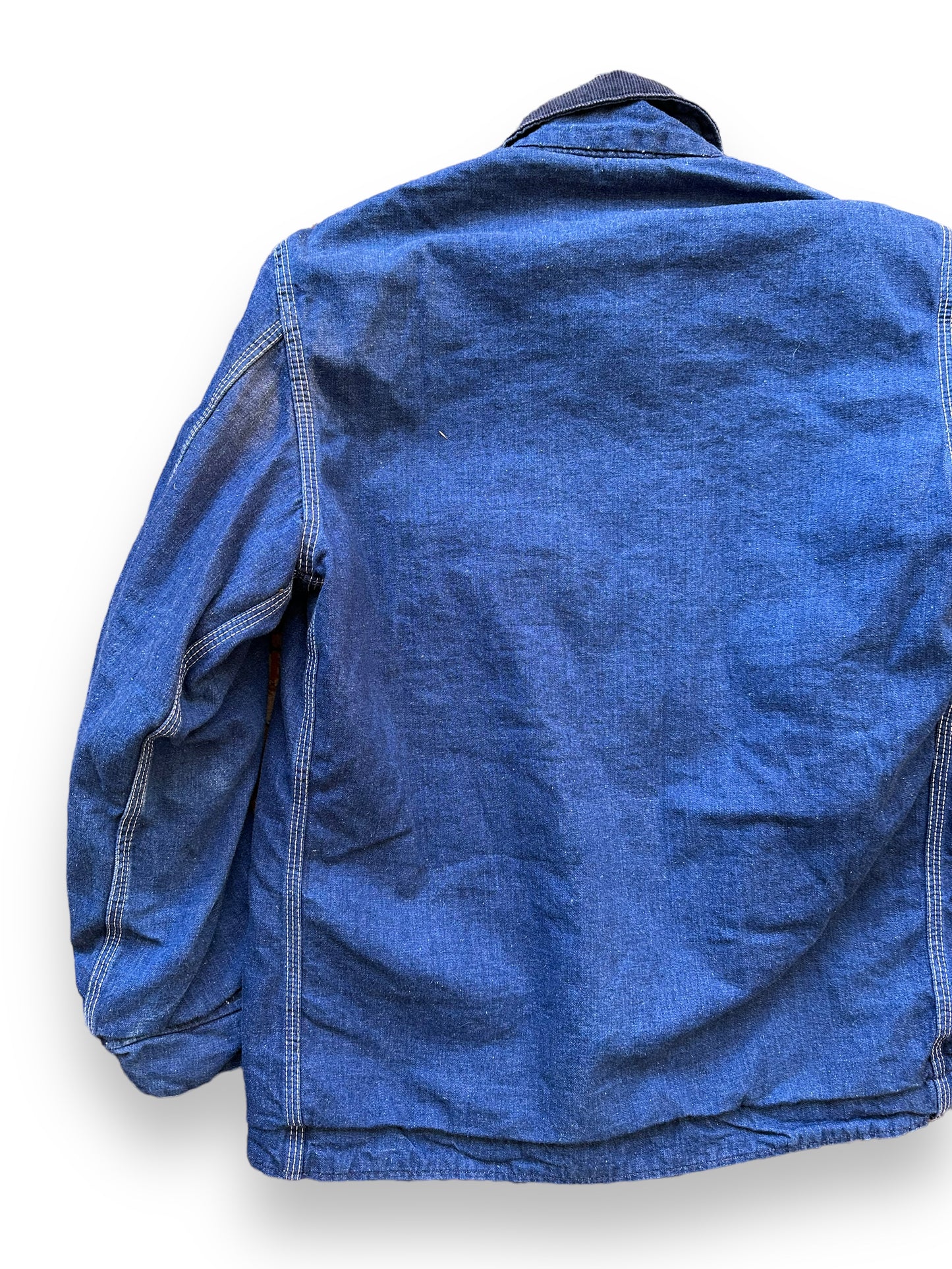 Rear Left View of Vintage Sears Blanket Lined Denim Chore Coat SZ L | Vintage Denim Chore Coat | Barn Owl Vintage Seattle