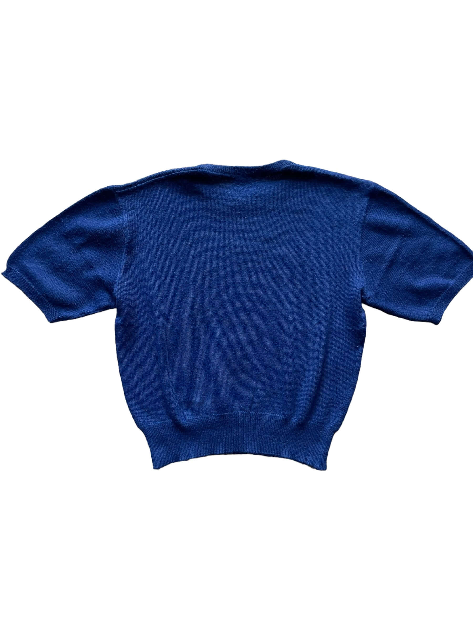 Full back view of 1950s Navy Blue Jantzen Short Sleeve Knit Sweater M