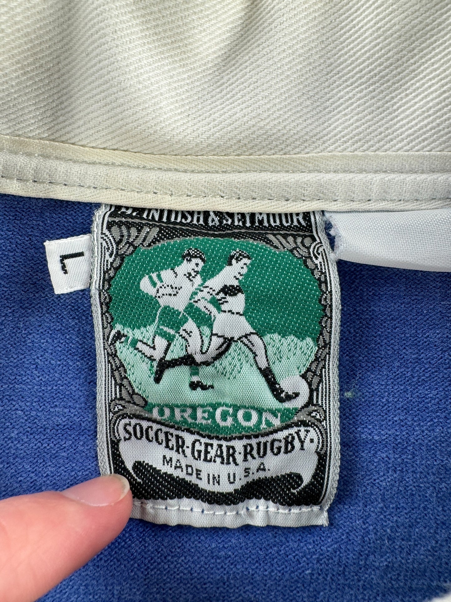 Tag on Vintage McIntosh & Seymour Striped Rugby Shirt SZ L