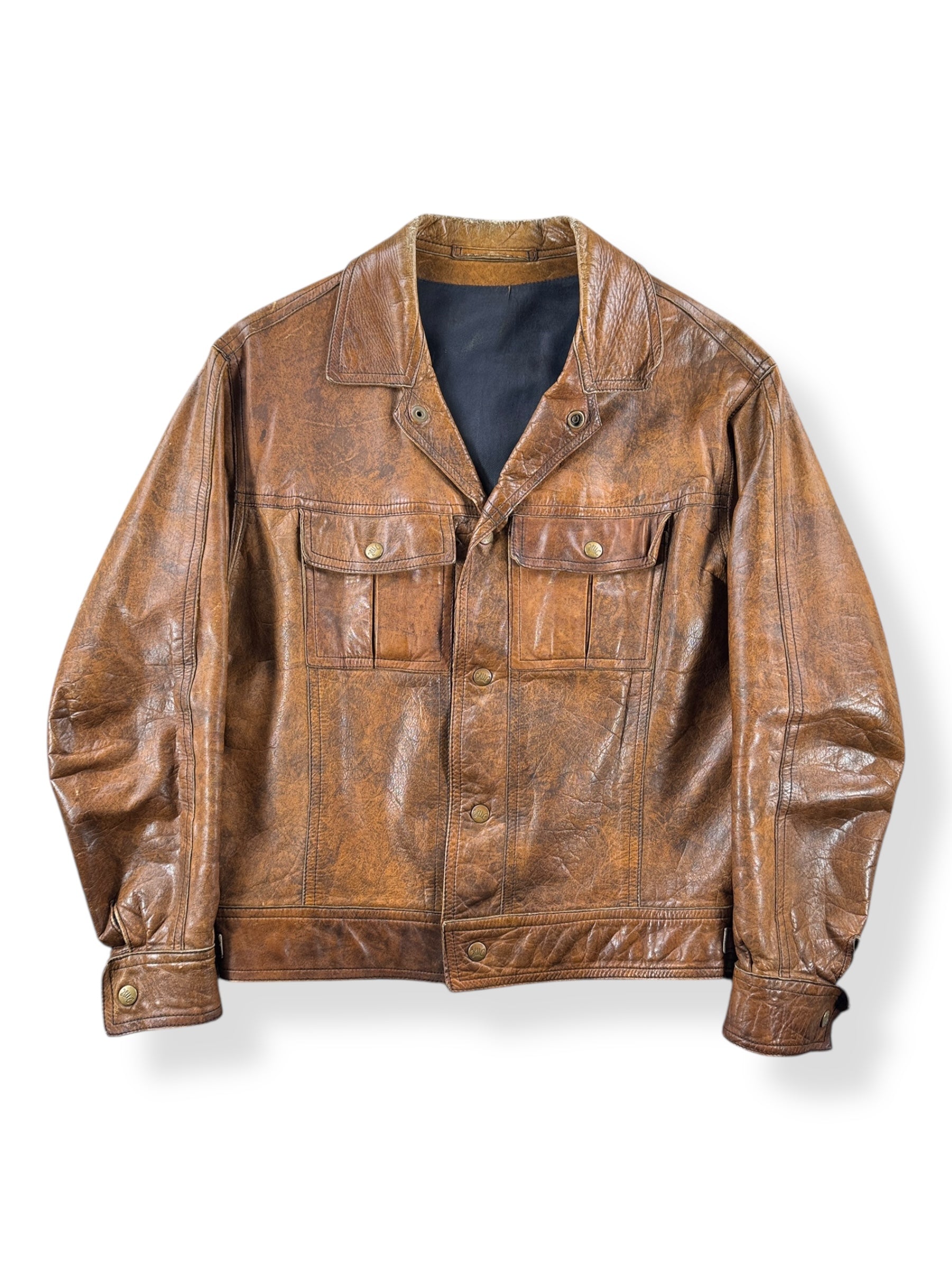 Vintage Swedish Made Leather Trucker Jacket SZ M – The Barn Owl 
