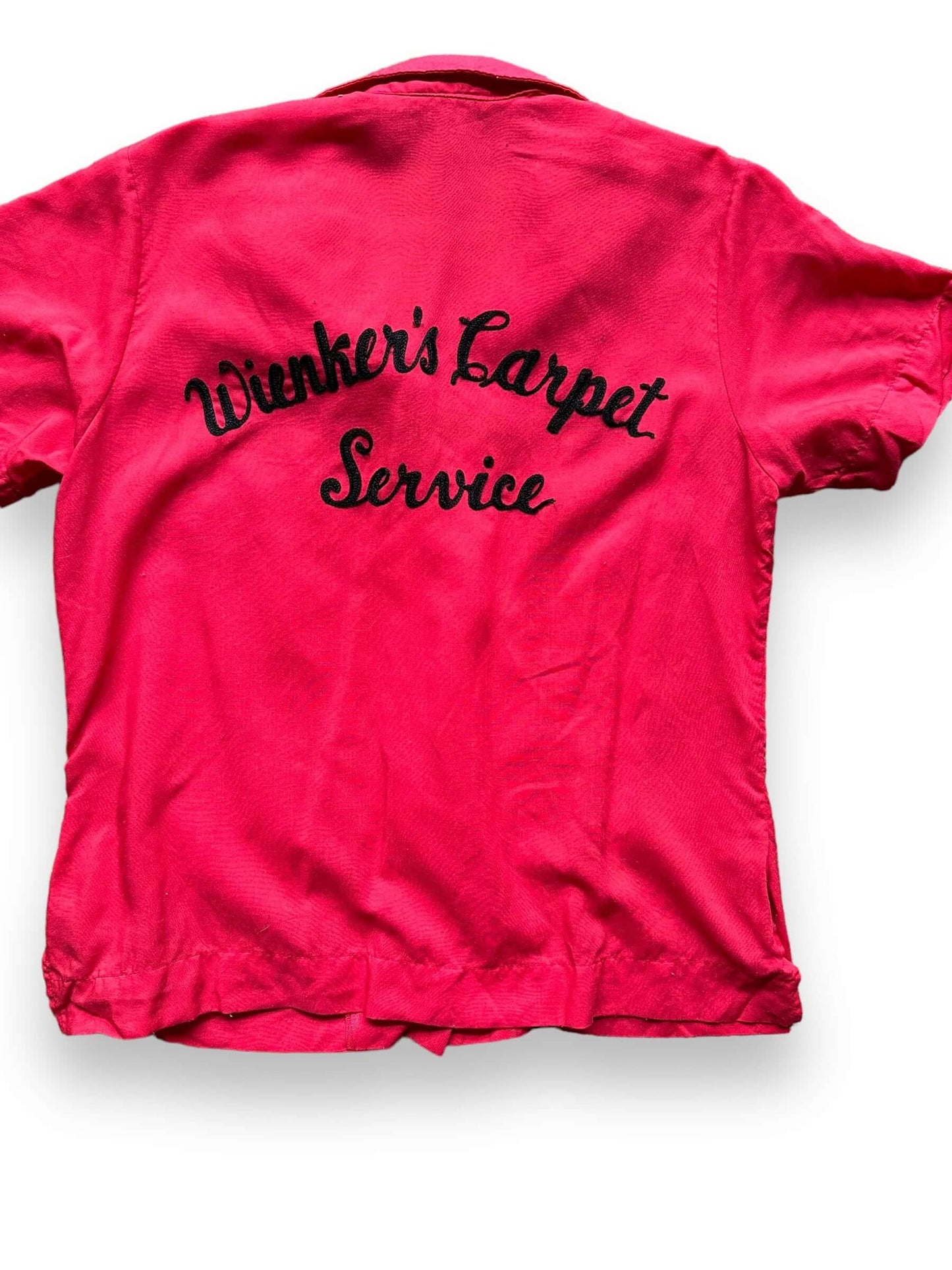 Rear Detail on Vintage Wienkers Carpet Service Ladies Bowling Shirt SZ 34 | Vintage Bowling Shirt Seattle