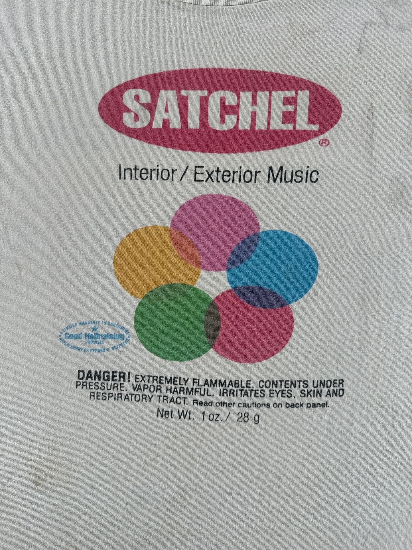 Front Graphic of Vintage Satchel Interior/Exterior Music Tee SZ XL