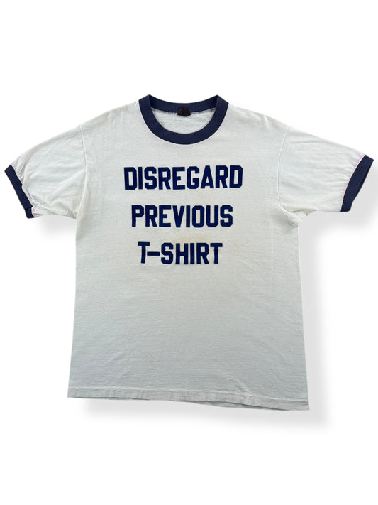 Front of Vintage Disregard Previous T-Shirt Ringer SZ L