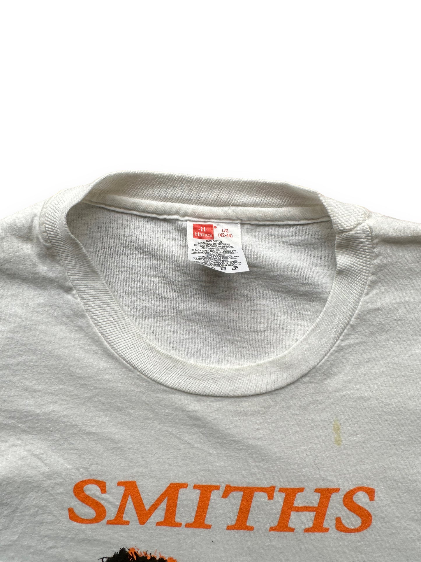 Tag View on Vintage Smiths Bootleg Tee SZ L | Barn Owl Vintage Clothing | Vintage Rock Tees Seattle