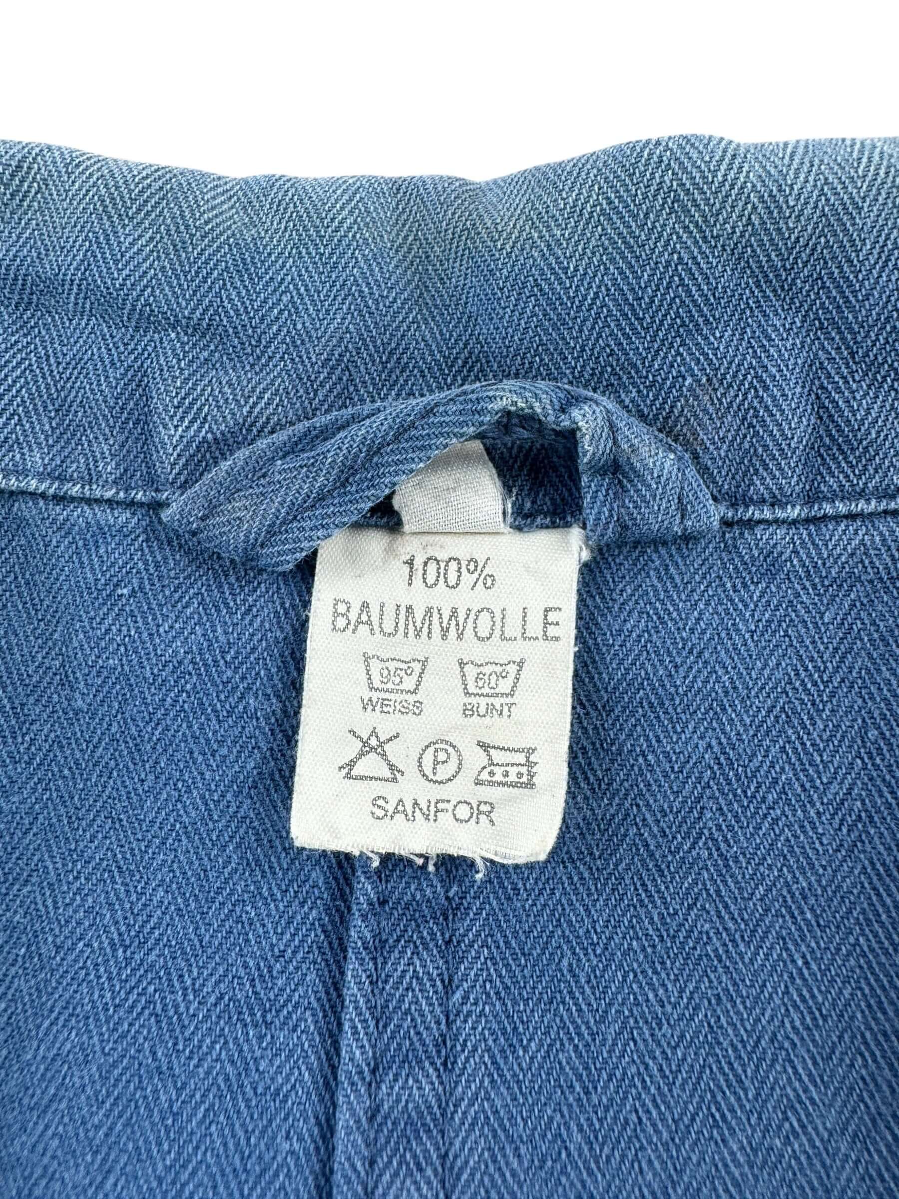 Label on Vintage Faded HBT French Chore Coat SZ XL