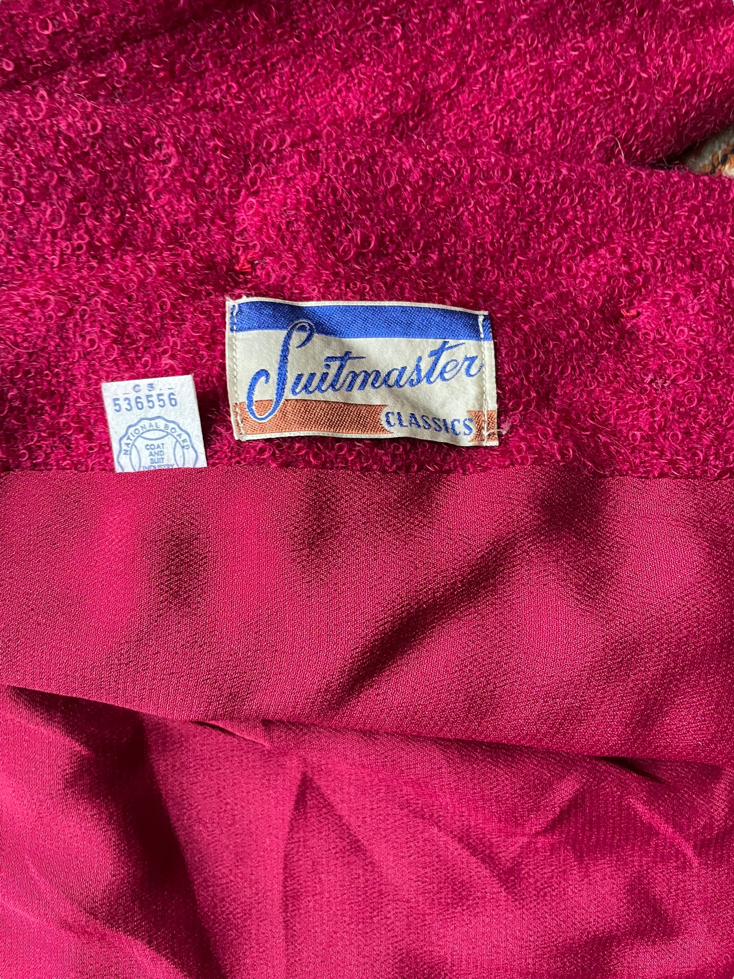 Tag view of Vintage 1940s Fuschia Ladies Blazer | Seattle True Vintage | Barn Owl Vintage Womens Clothing