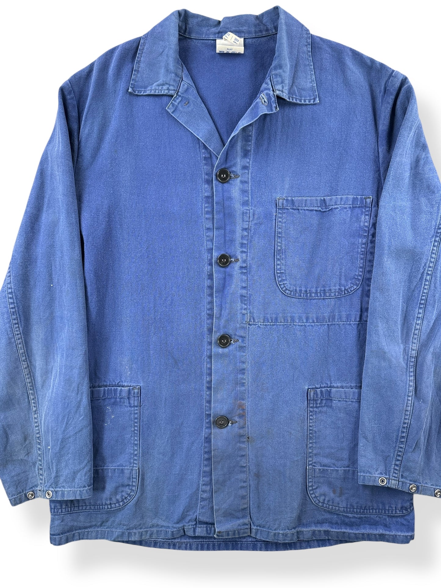 Front Close Up of Vintage Sanfor HBT French Chore Coat SZ L