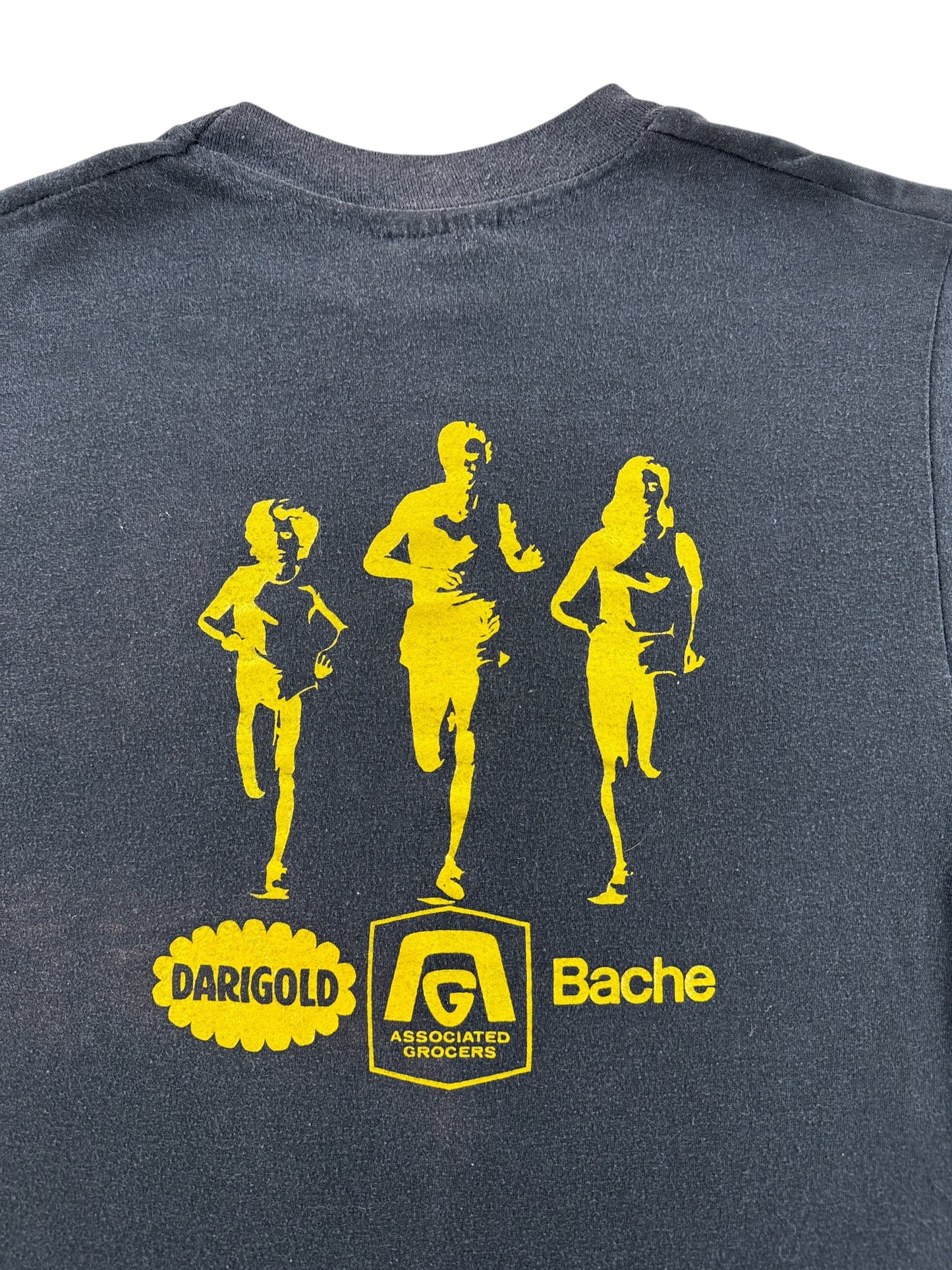 Back Graphic of Vintage Mustache Running Tee SZ M (Fits S)