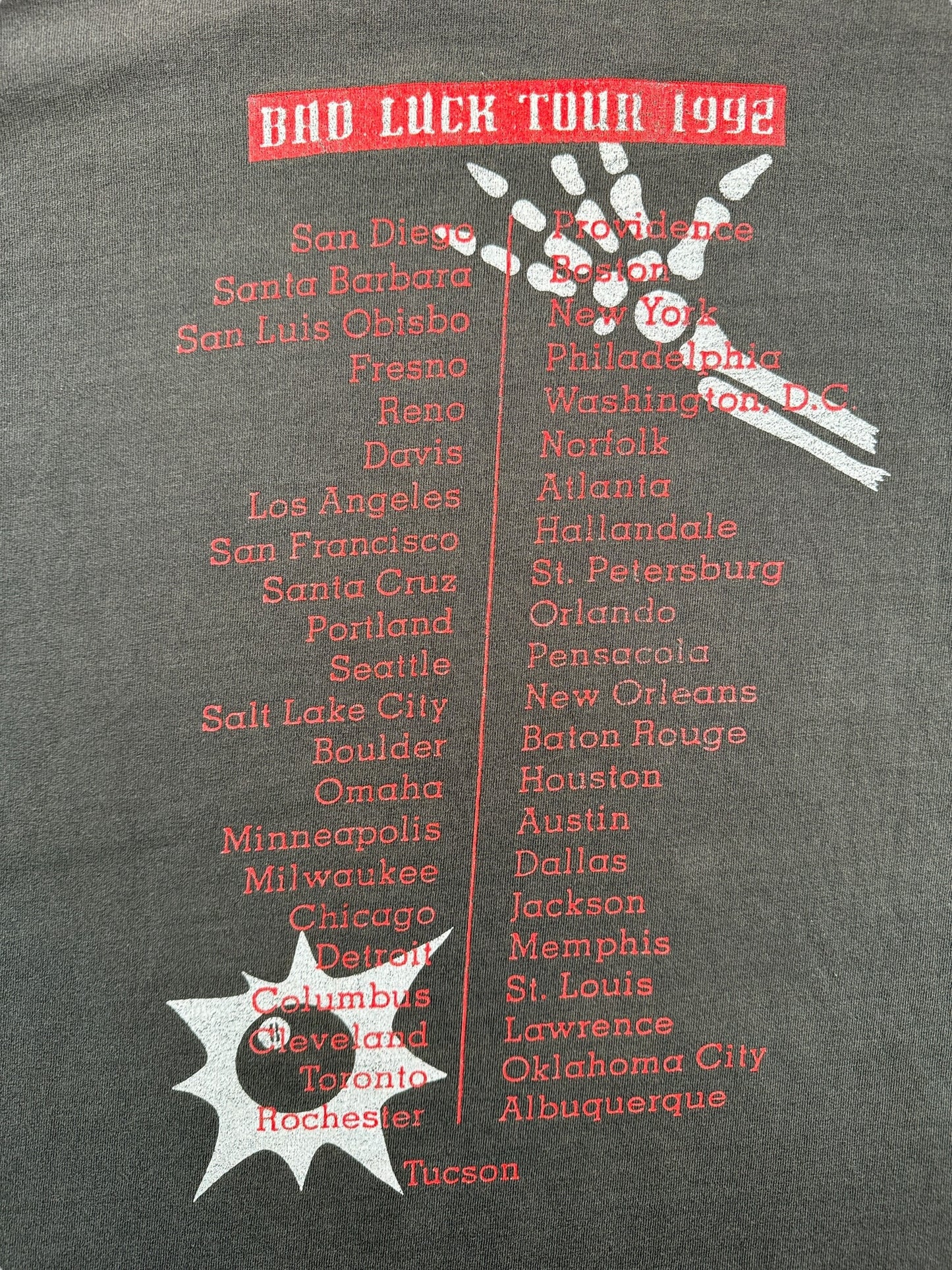 Back Graphic of Vintage Daniel Ash Here She Comes Brockum Tour Tee SZ XL