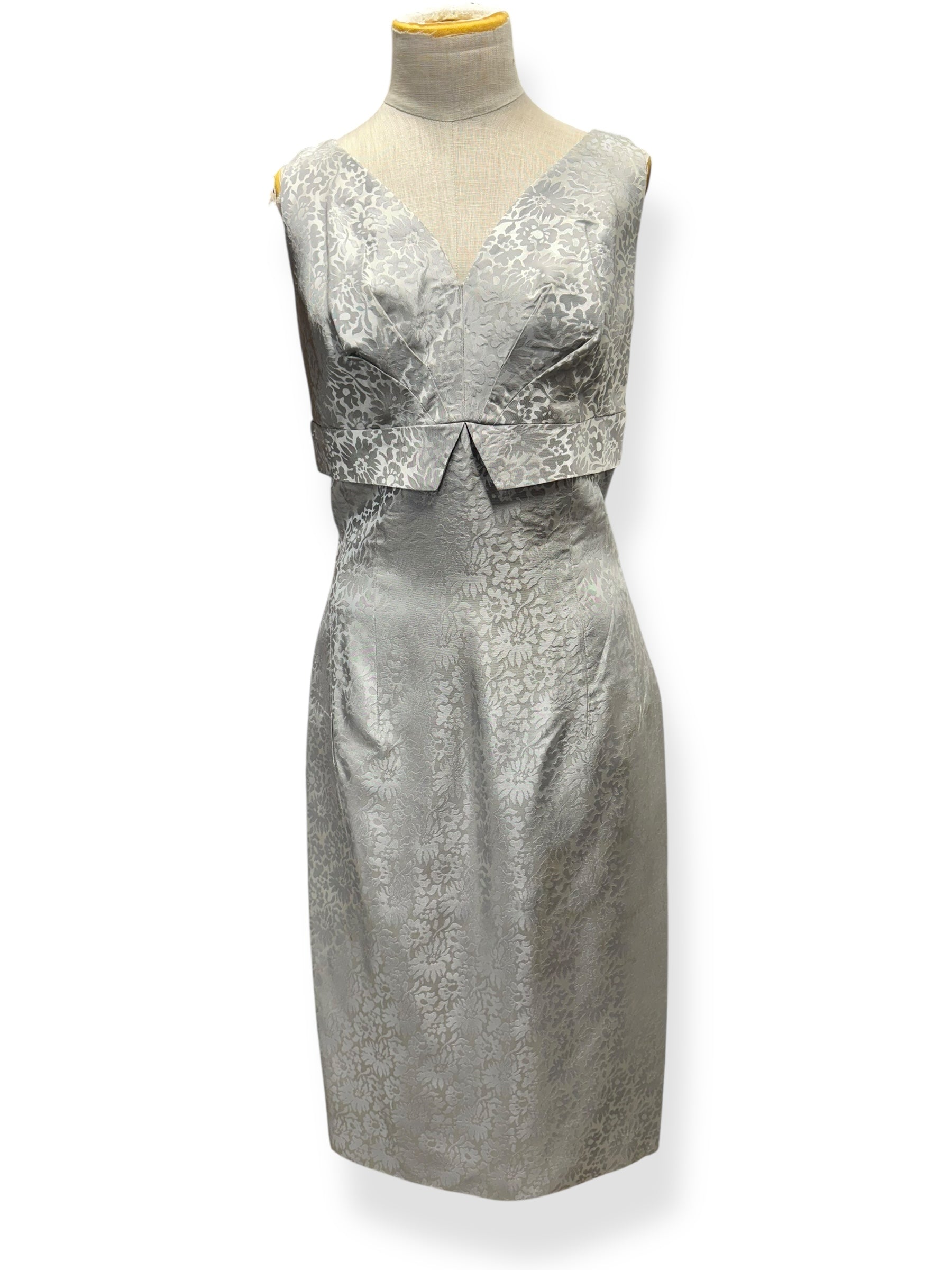 Front of 1950s Lilli Diamond Silver Cocktail Dress and Coat L